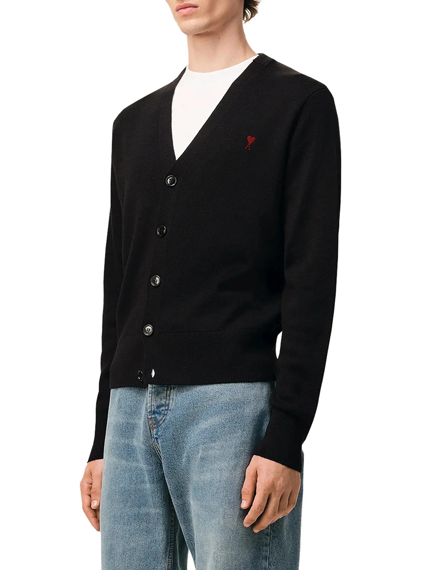 V-NECK KNIT CARDIGAN WITH EMBROIDERED LOGO - Image 4