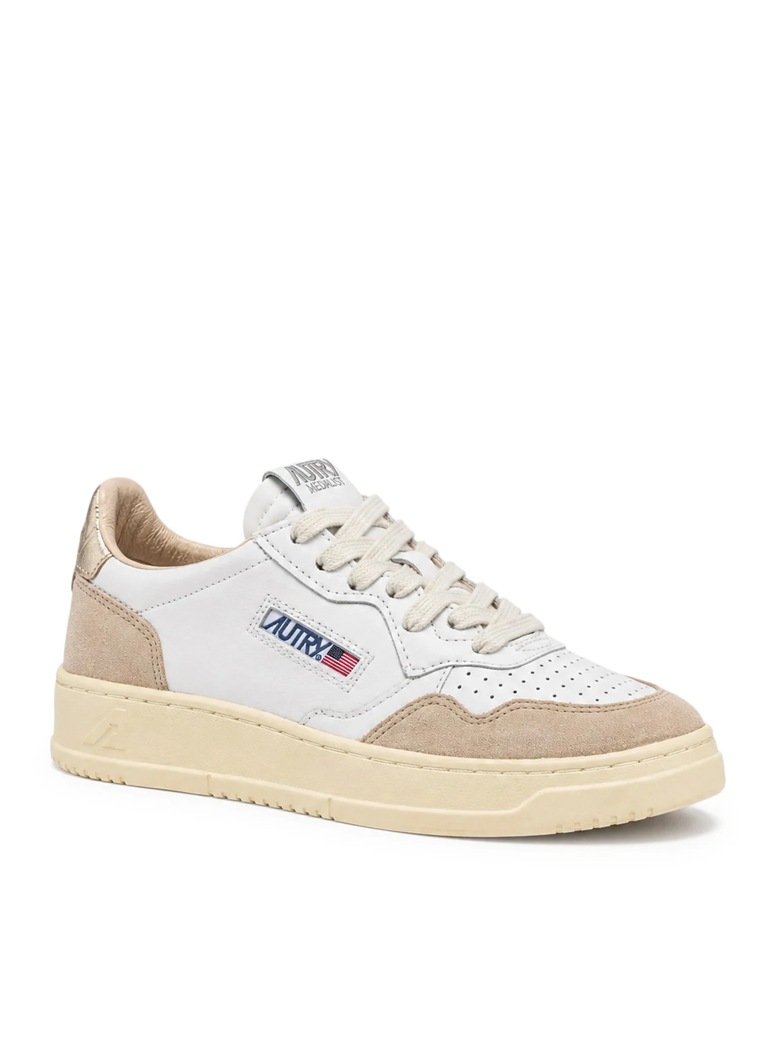 MEDALIST LOW SNEAKERS IN WHITE AND GOLD LEATHER AND SUEDE - Image 2