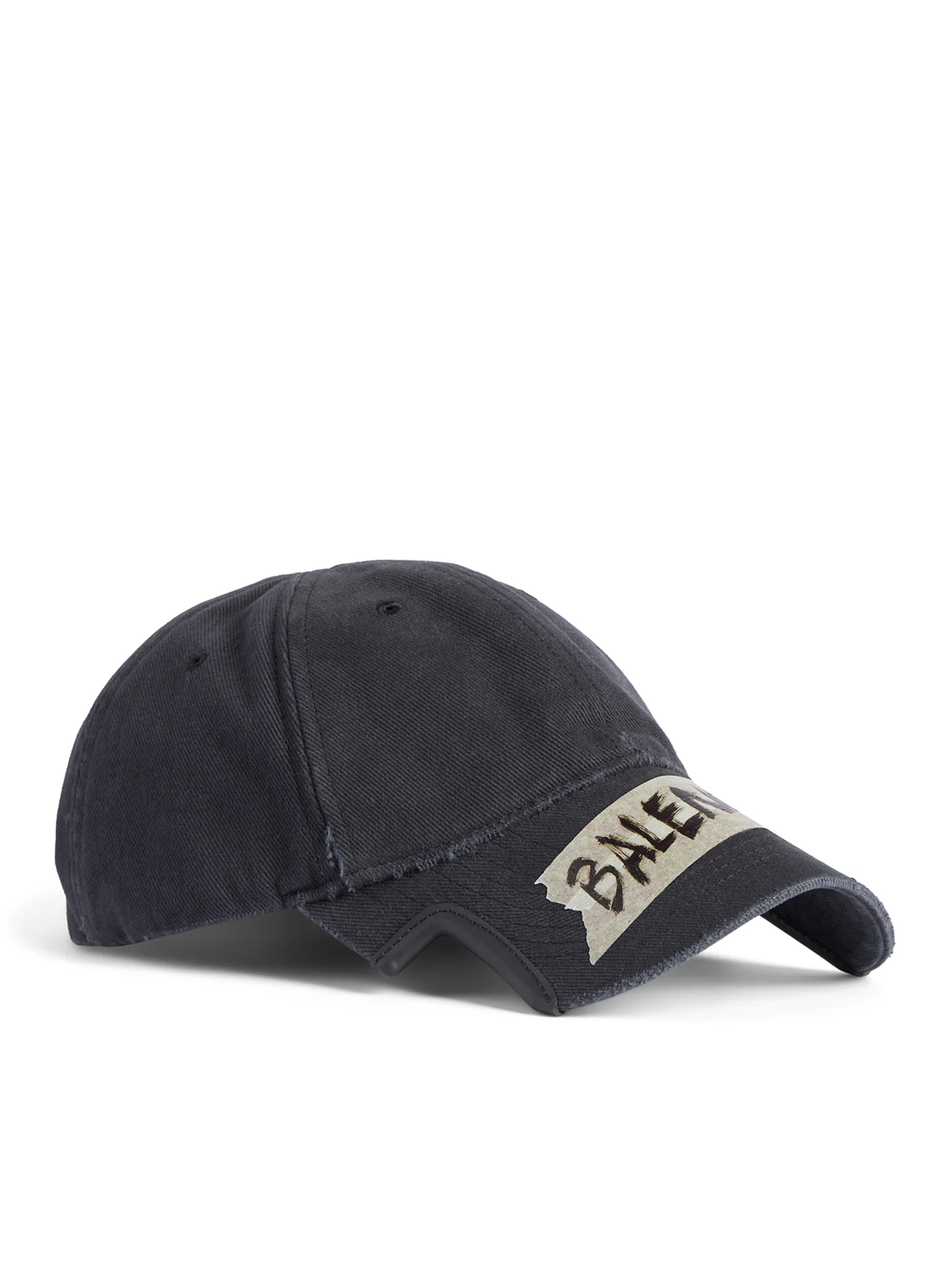BLACK COTTON DRILL MASKING TAPE CAP WITH A WASHED EFFECT - Image 2