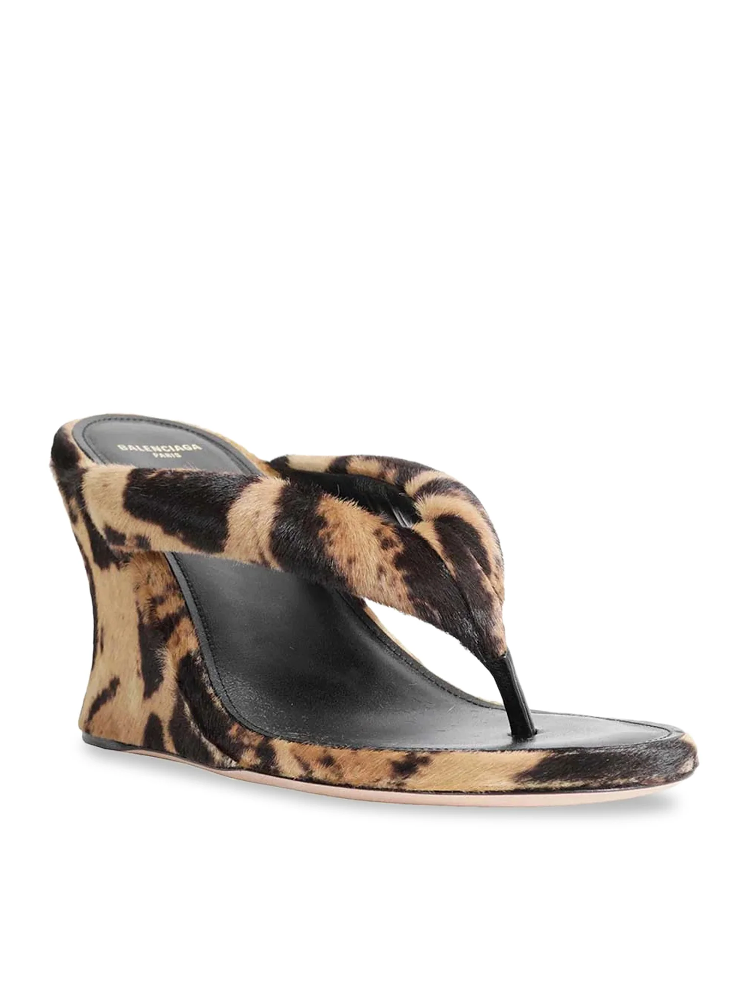 GAETA WEDGE THONG SANDAL IN OCELOT-PRINT CALF HAIR - Image 2