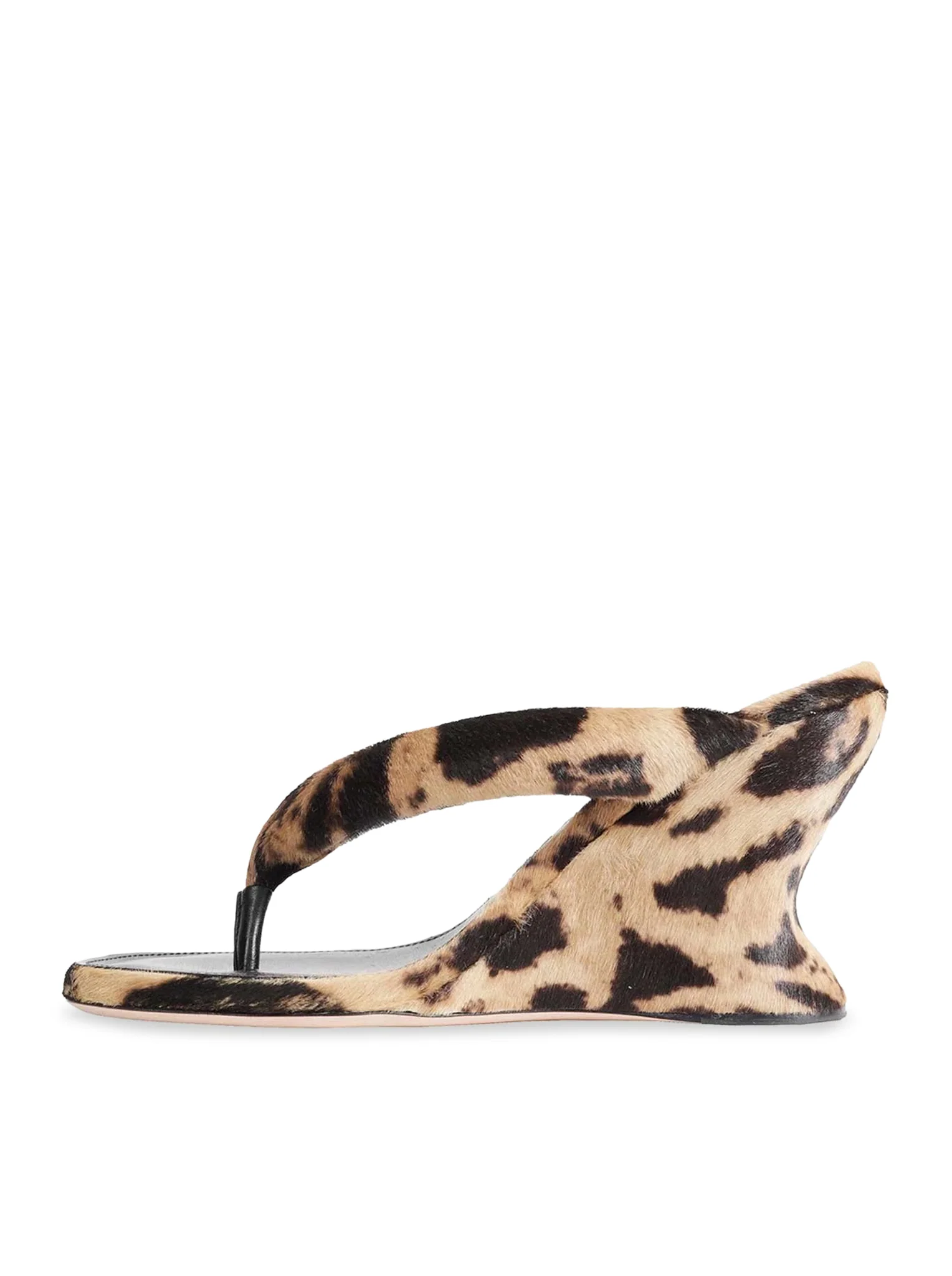 GAETA WEDGE THONG SANDAL IN OCELOT-PRINT CALF HAIR - Image 4