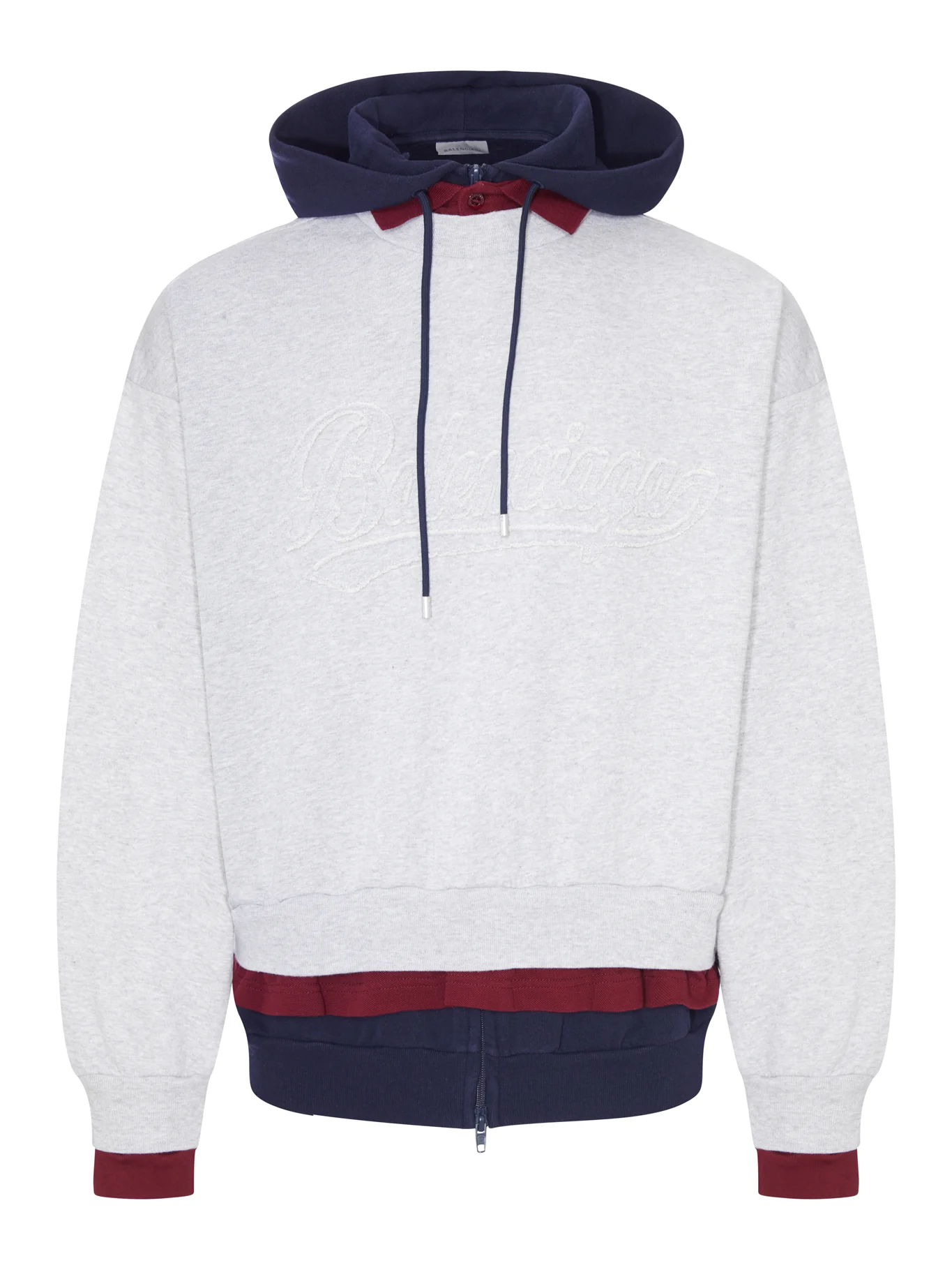 LAYERED DRY MOLLETON HOODIE WITH FRAYED LETTERING