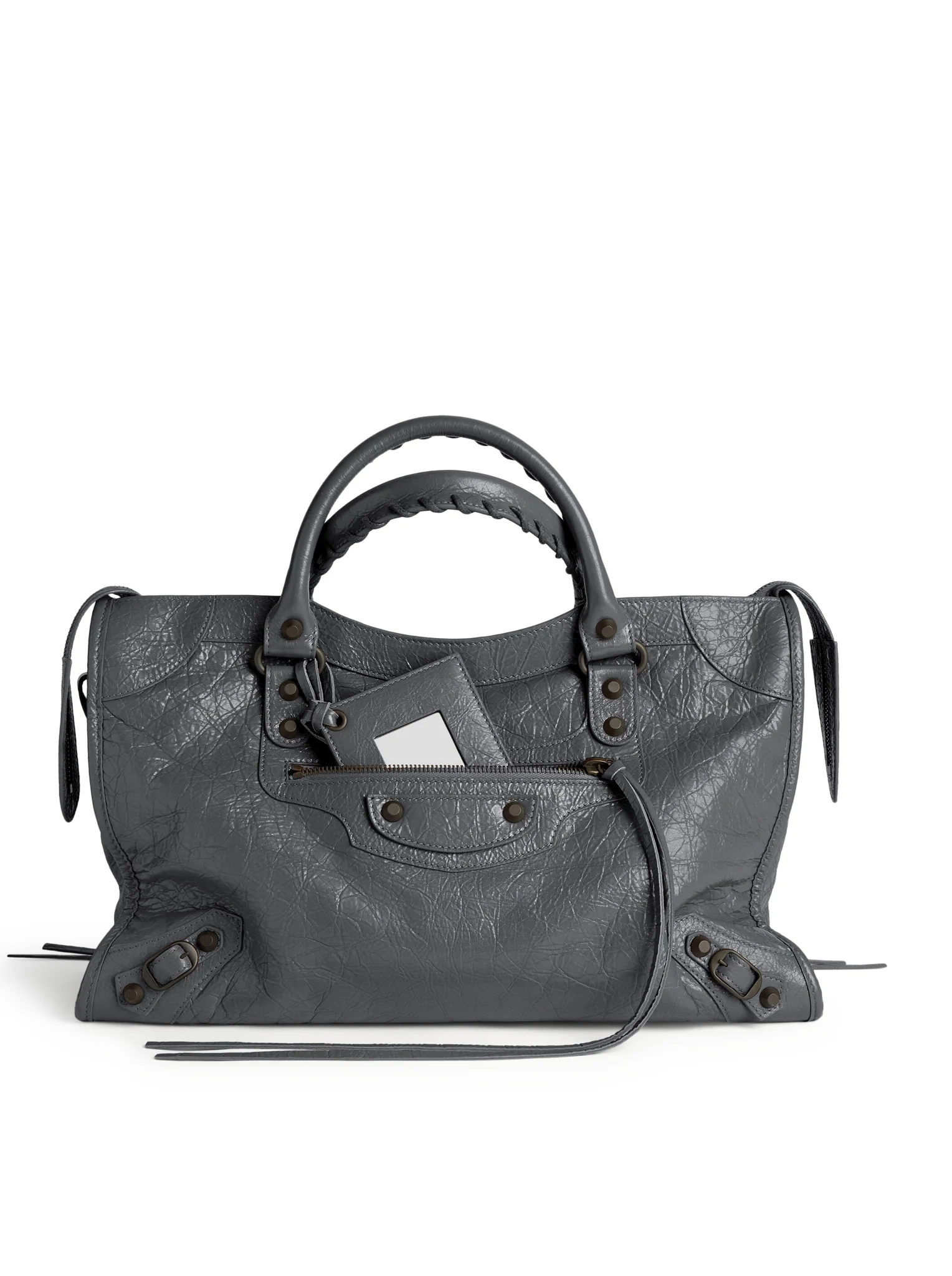 LE CITY MEDIUM BAG IN ARENA LAMBSKIN IN VOLCANIC STONE WITH BRASS FINISHES