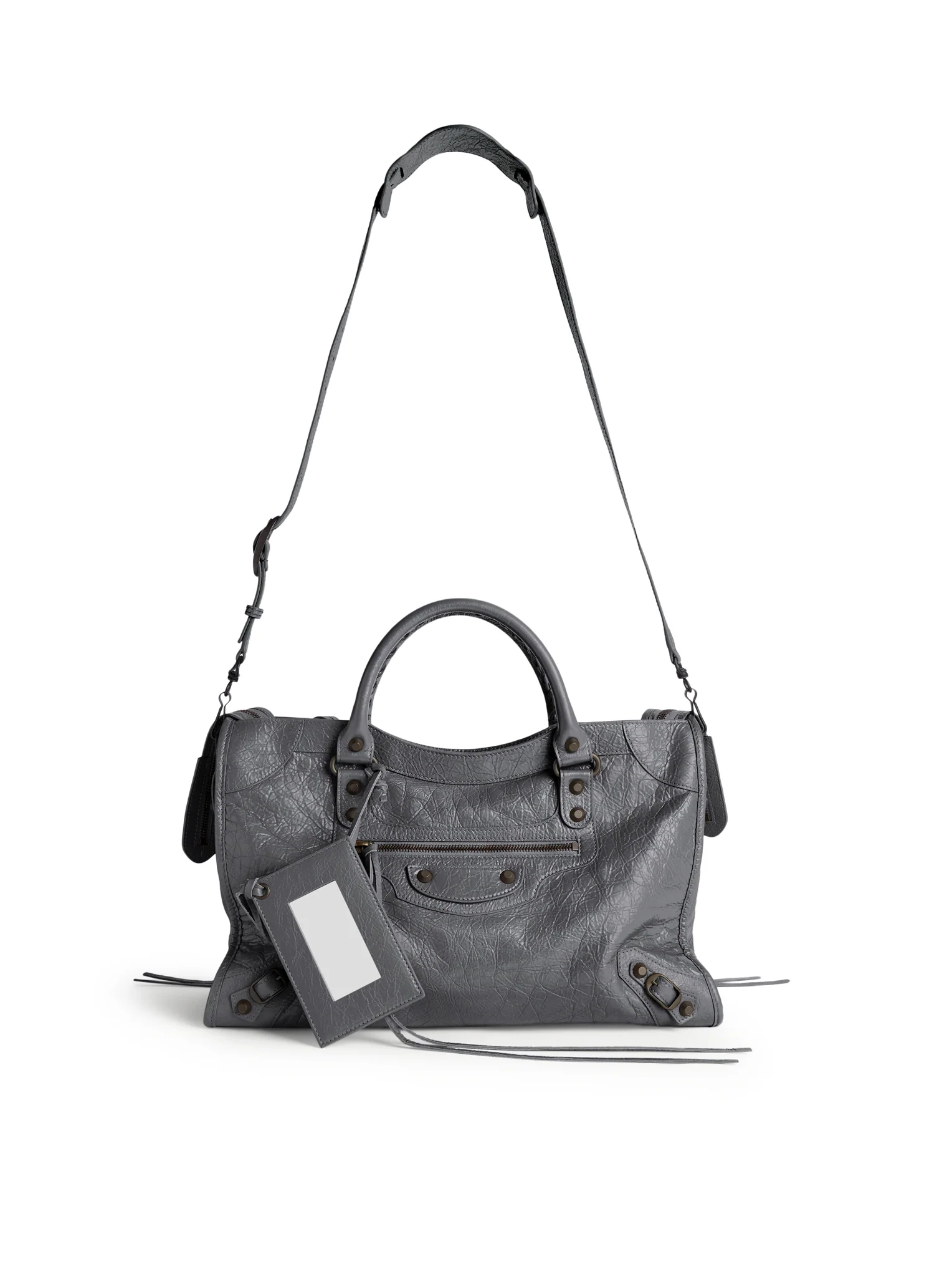 LE CITY MEDIUM BAG IN ARENA LAMBSKIN IN VOLCANIC STONE WITH BRASS FINISHES - Image 4