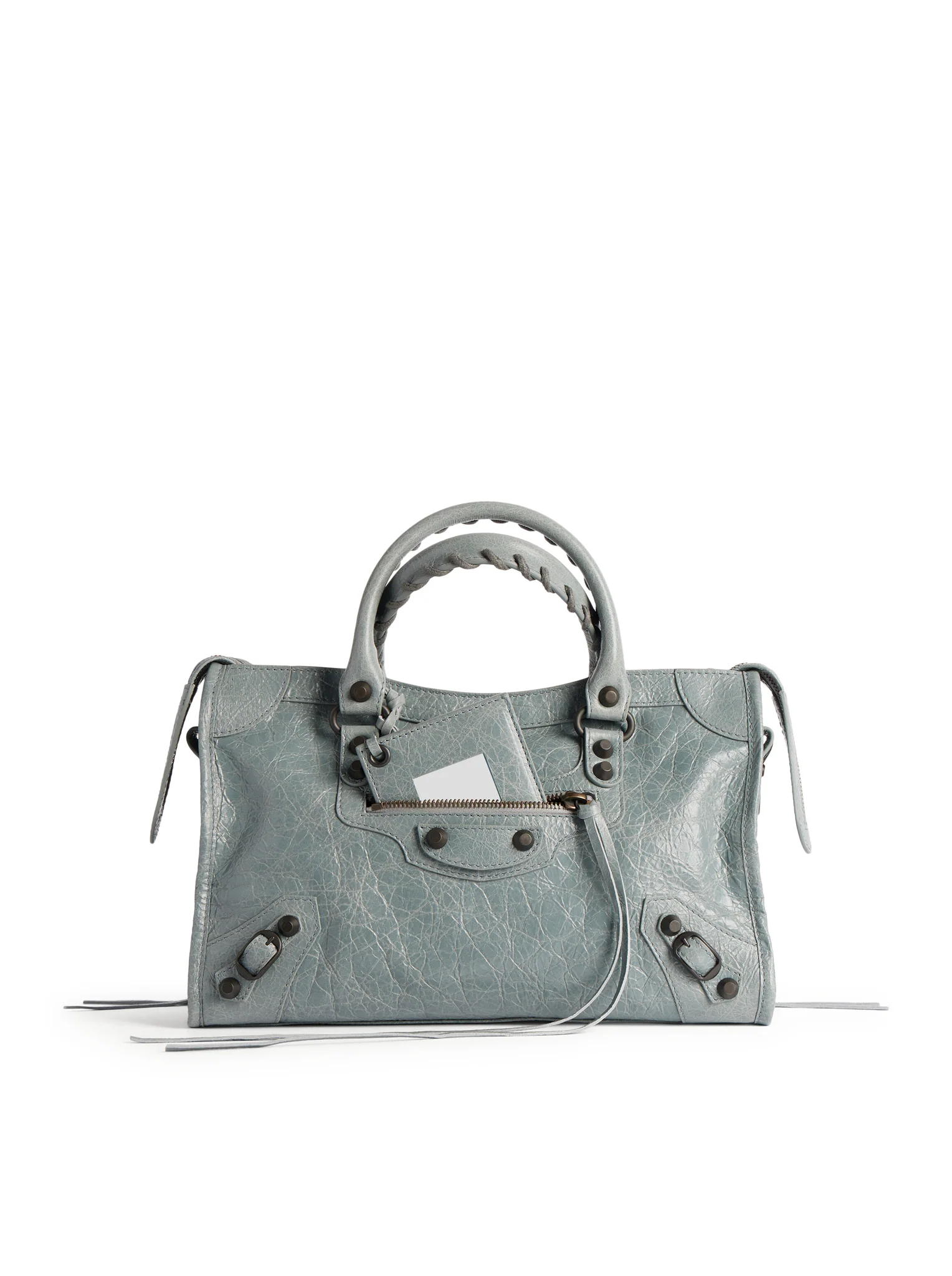LE CITY SMALL BAG IN ARENA GREY-BLUE LAMBSKIN WITH BRASS FINISHING