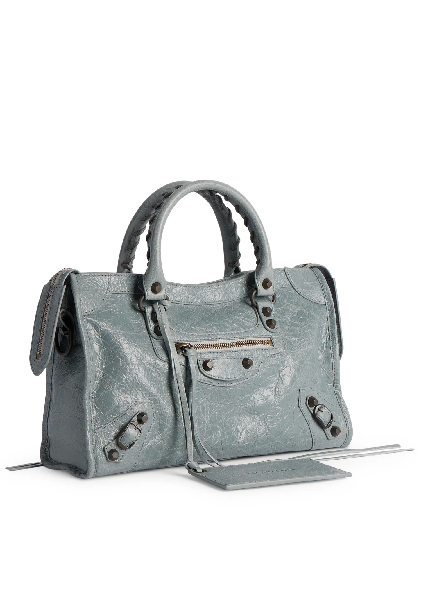 LE CITY SMALL BAG IN ARENA GREY-BLUE LAMBSKIN WITH BRASS FINISHING - Image 5