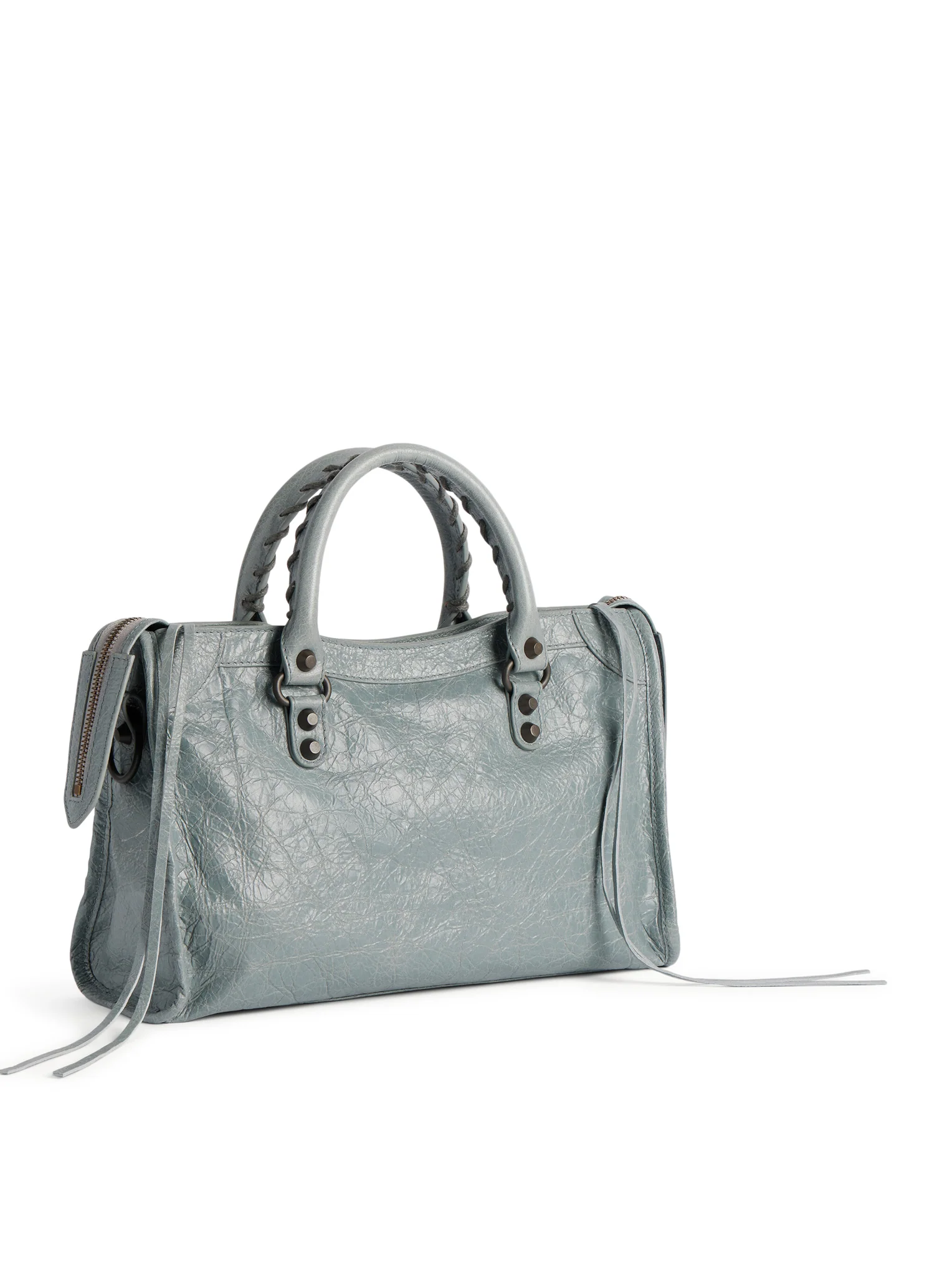LE CITY SMALL BAG IN ARENA GREY-BLUE LAMBSKIN WITH BRASS FINISHING - Image 6