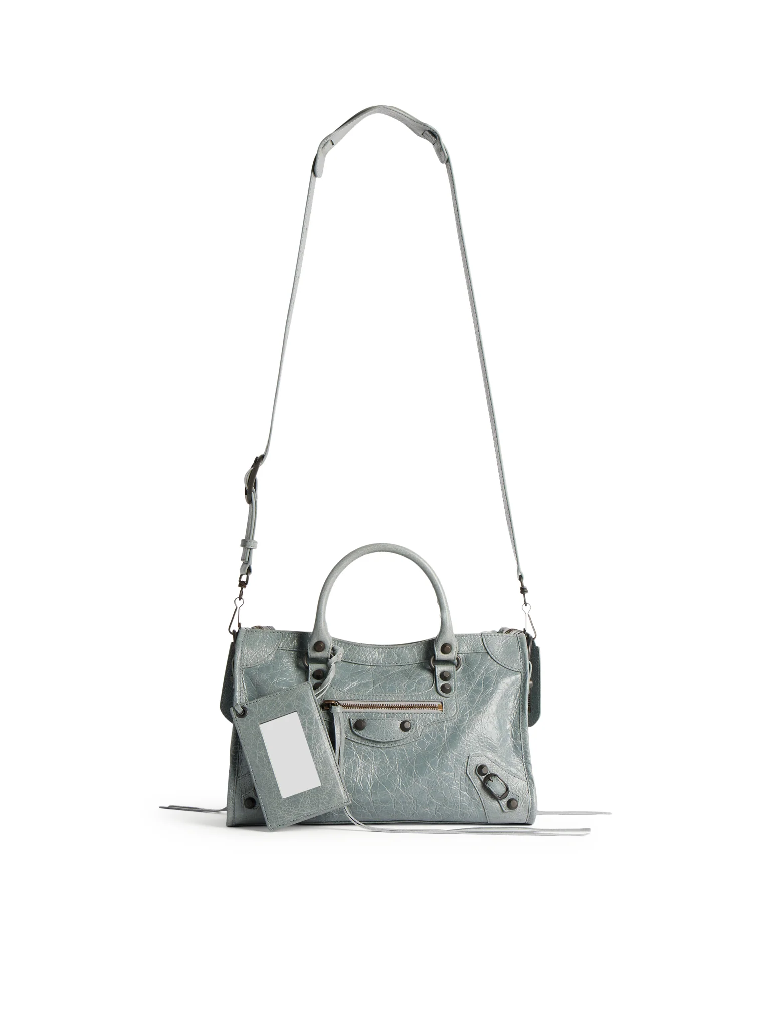 LE CITY SMALL BAG IN ARENA GREY-BLUE LAMBSKIN WITH BRASS FINISHING - Image 7