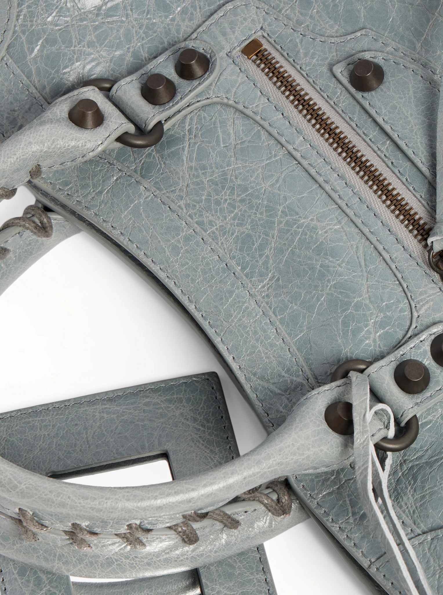 LE CITY SMALL BAG IN ARENA GREY-BLUE LAMBSKIN WITH BRASS FINISHING - Image 9