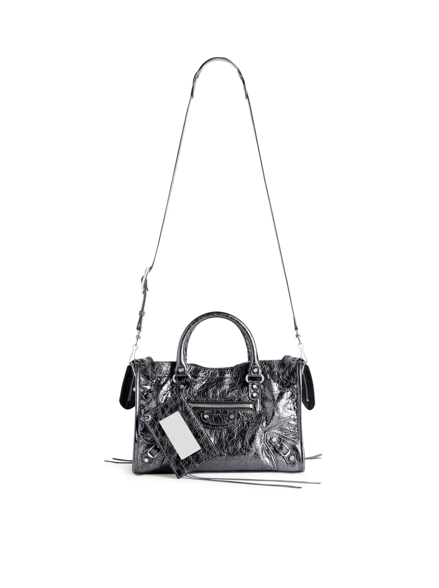 LE CITY SMALL BAG IN ARENA METALLIC LAMBSKIN WITH POLISHED SILVER FINISHES - Image 4