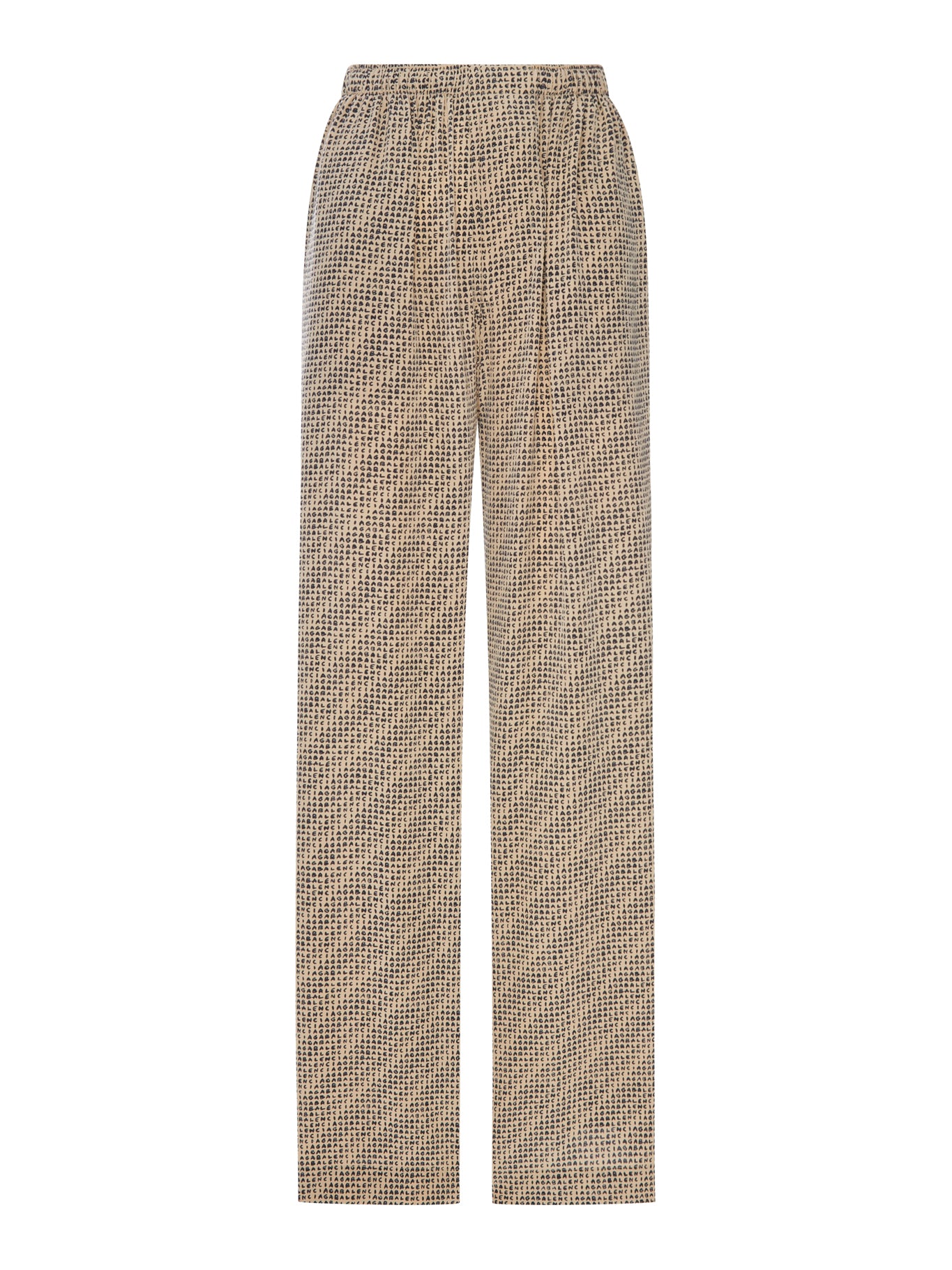 MONOGRAM PANTS IN BEIGE AND BLACK SILK CREPE