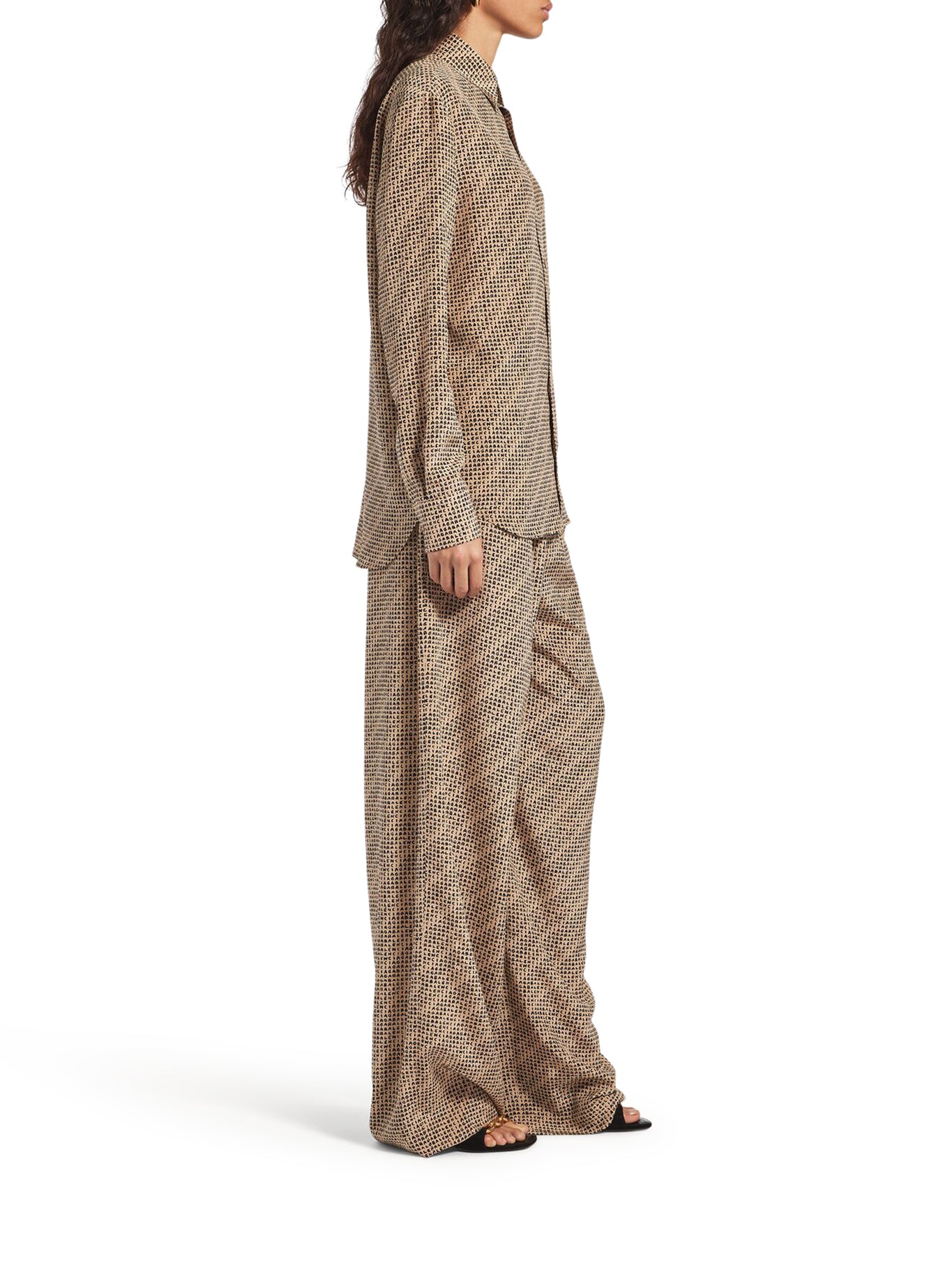 MONOGRAM PANTS IN BEIGE AND BLACK SILK CREPE - Image 5