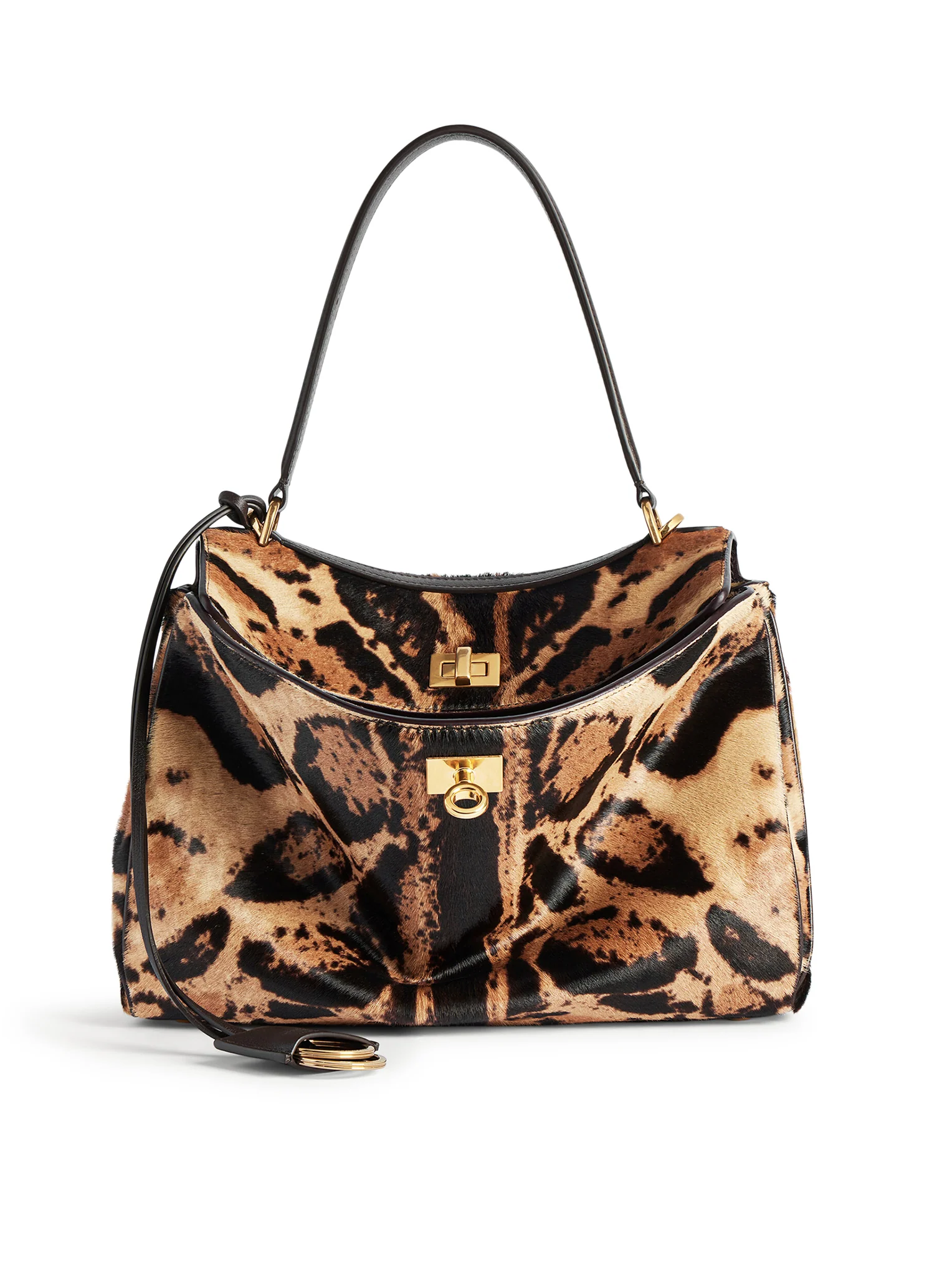 RODEO SMALL LEOPARD PRINT LEATHER HANDBAG