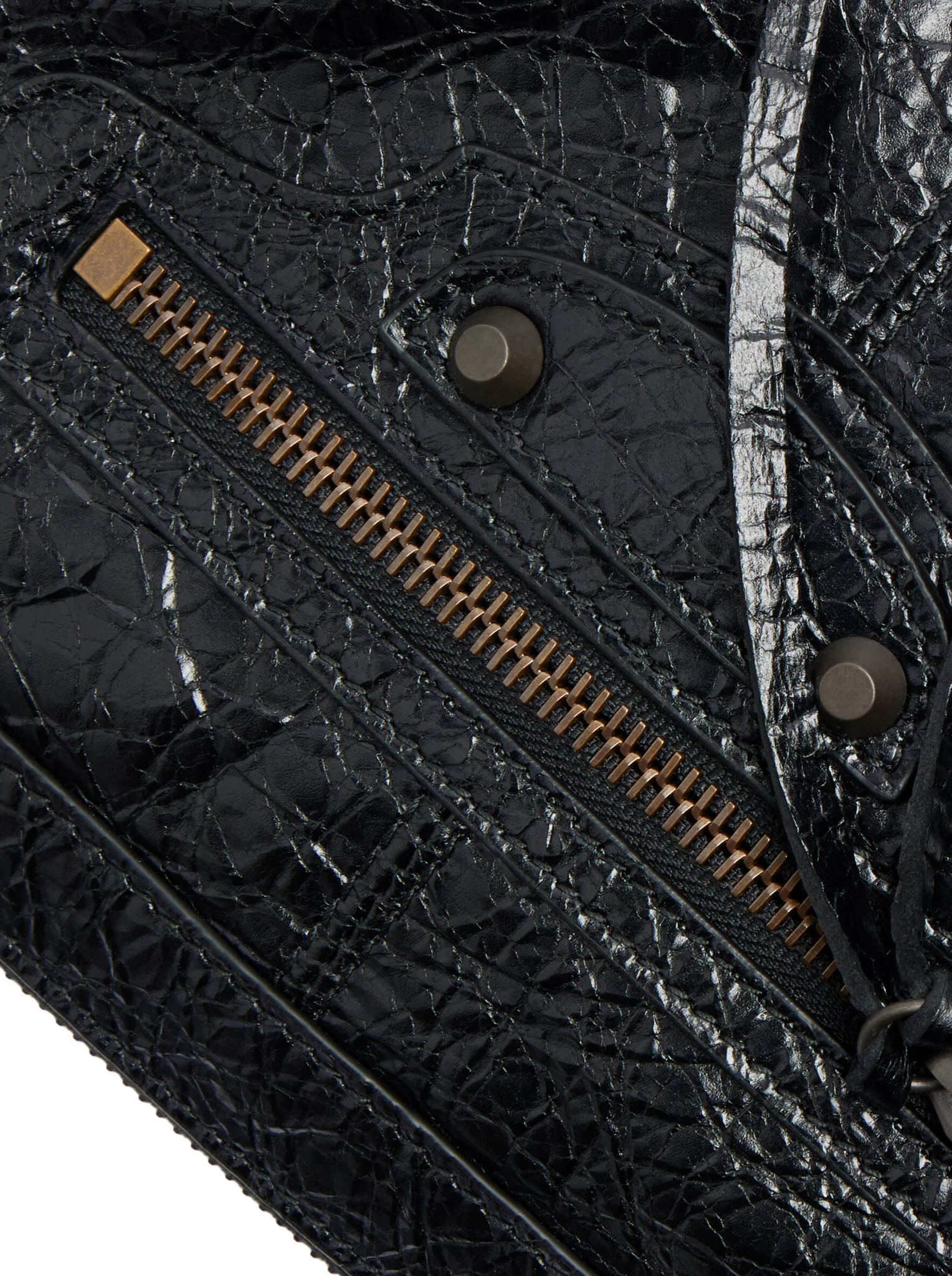 THE CITY MOTO MINI IN BLACK ARENA LAMBSKIN WITH BRASS FINISHINGS - Image 8
