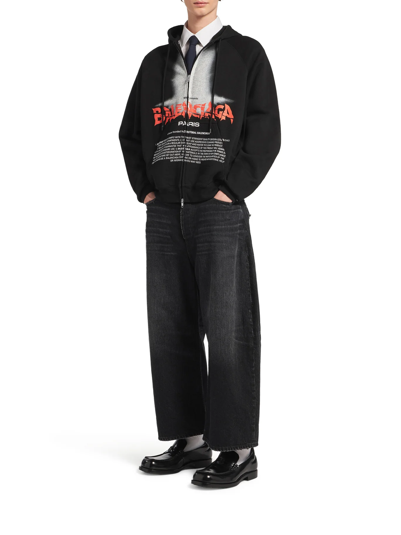 THE DOOR OVERSIZED ZIP SWEATSHIRT IN BLACK DRY FLEECE - Image 2