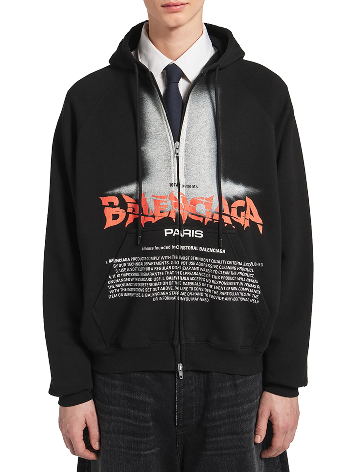 THE DOOR OVERSIZED ZIP SWEATSHIRT IN BLACK DRY FLEECE - Image 3