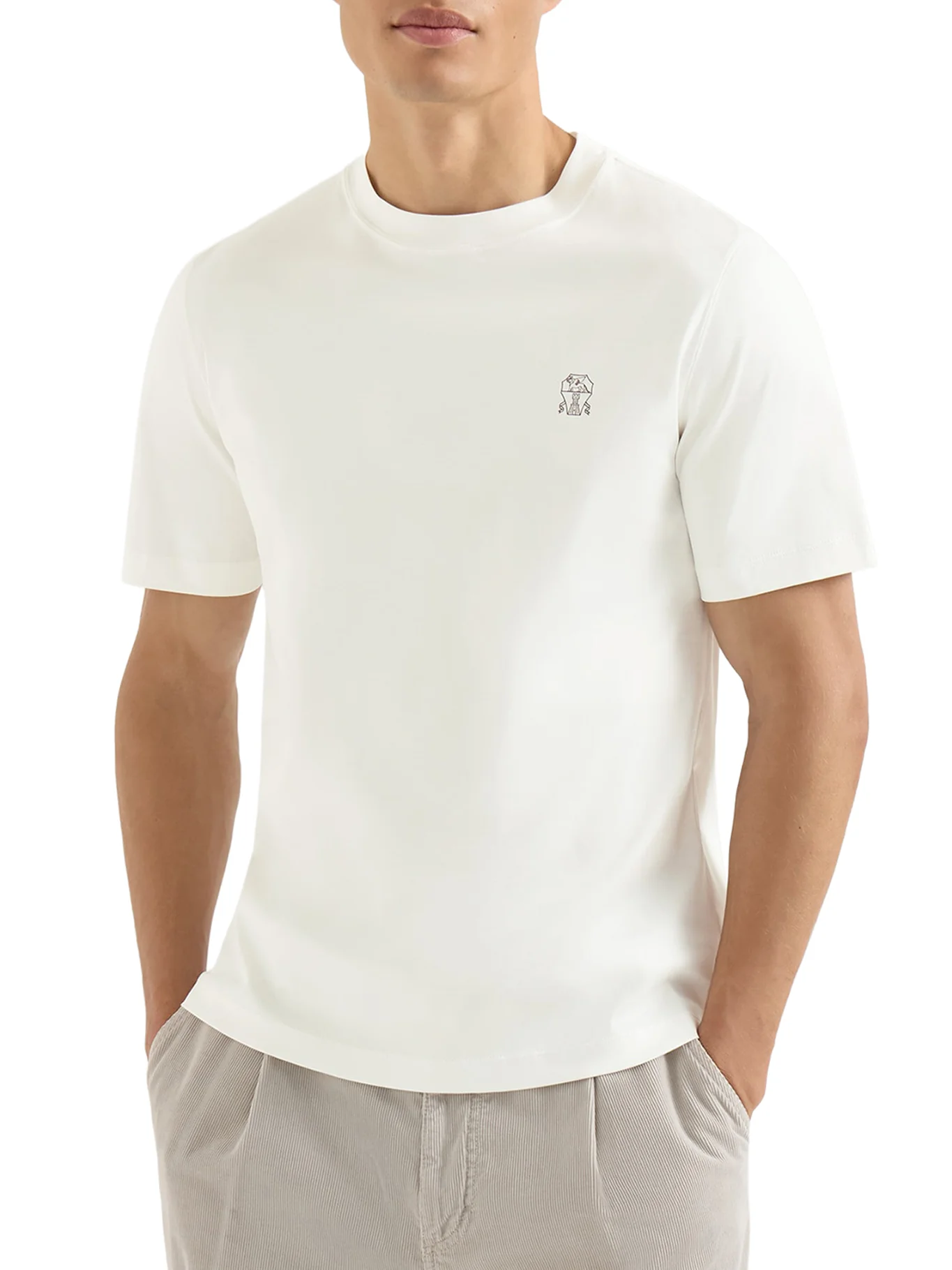 COTTON T-SHIRT WITH CONTRASTING LOGO PRINT - Image 2