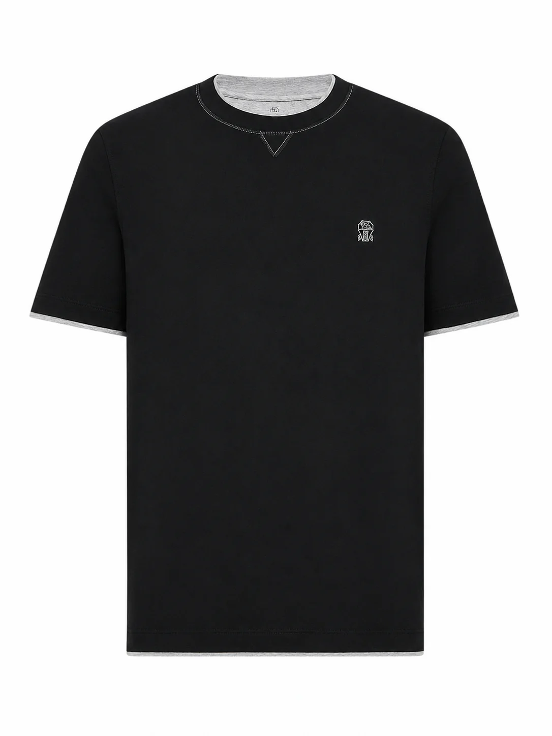 COTTON T-SHIRT WITH FRONT LOGO AND CONTRASTING TRIM
