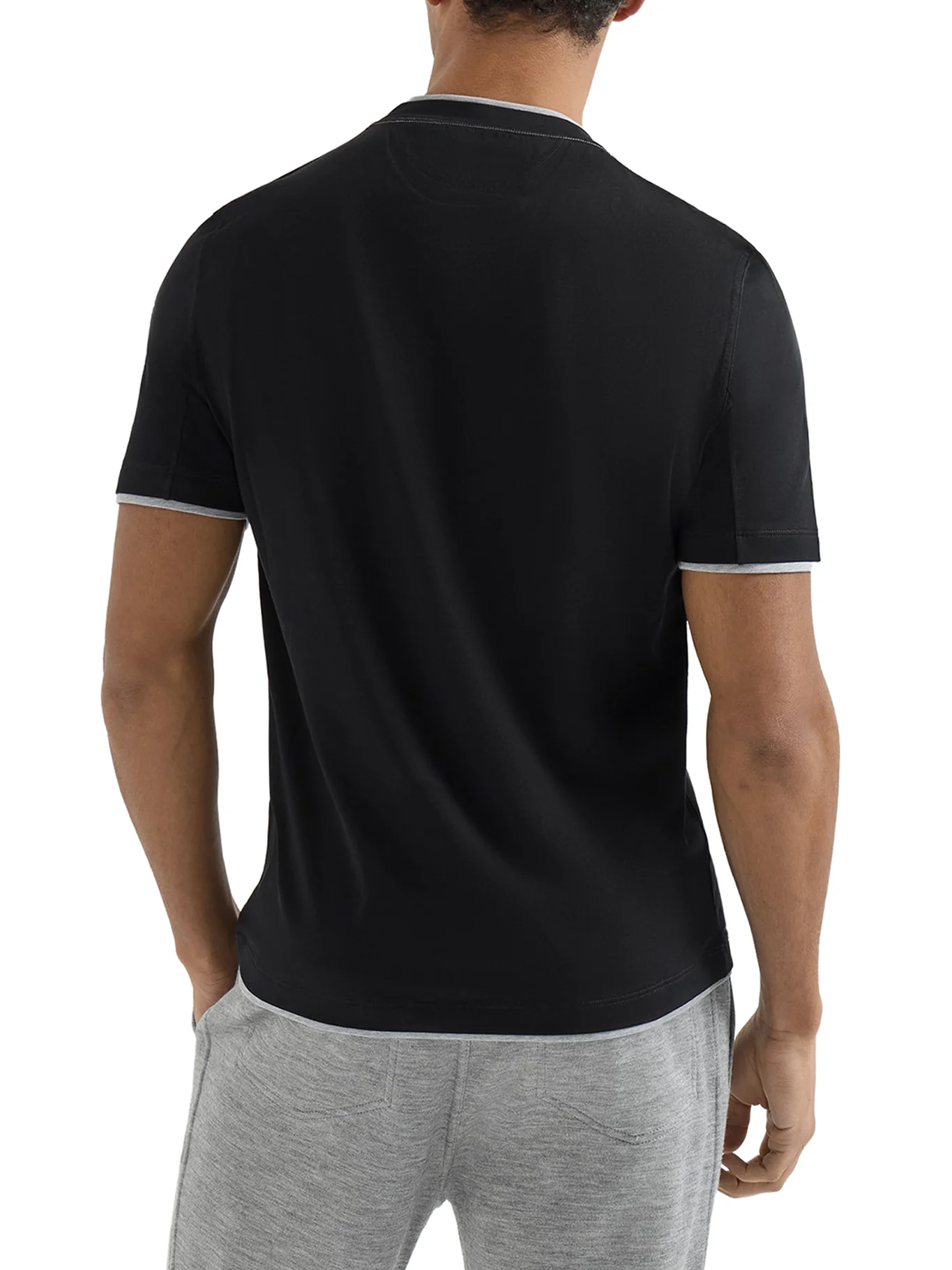 COTTON T-SHIRT WITH FRONT LOGO AND CONTRASTING TRIM - Image 3