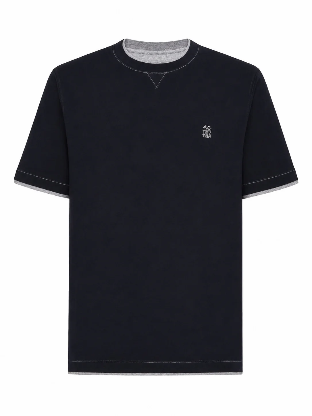 COTTON T-SHIRT WITH FRONT LOGO AND CONTRASTING TRIM