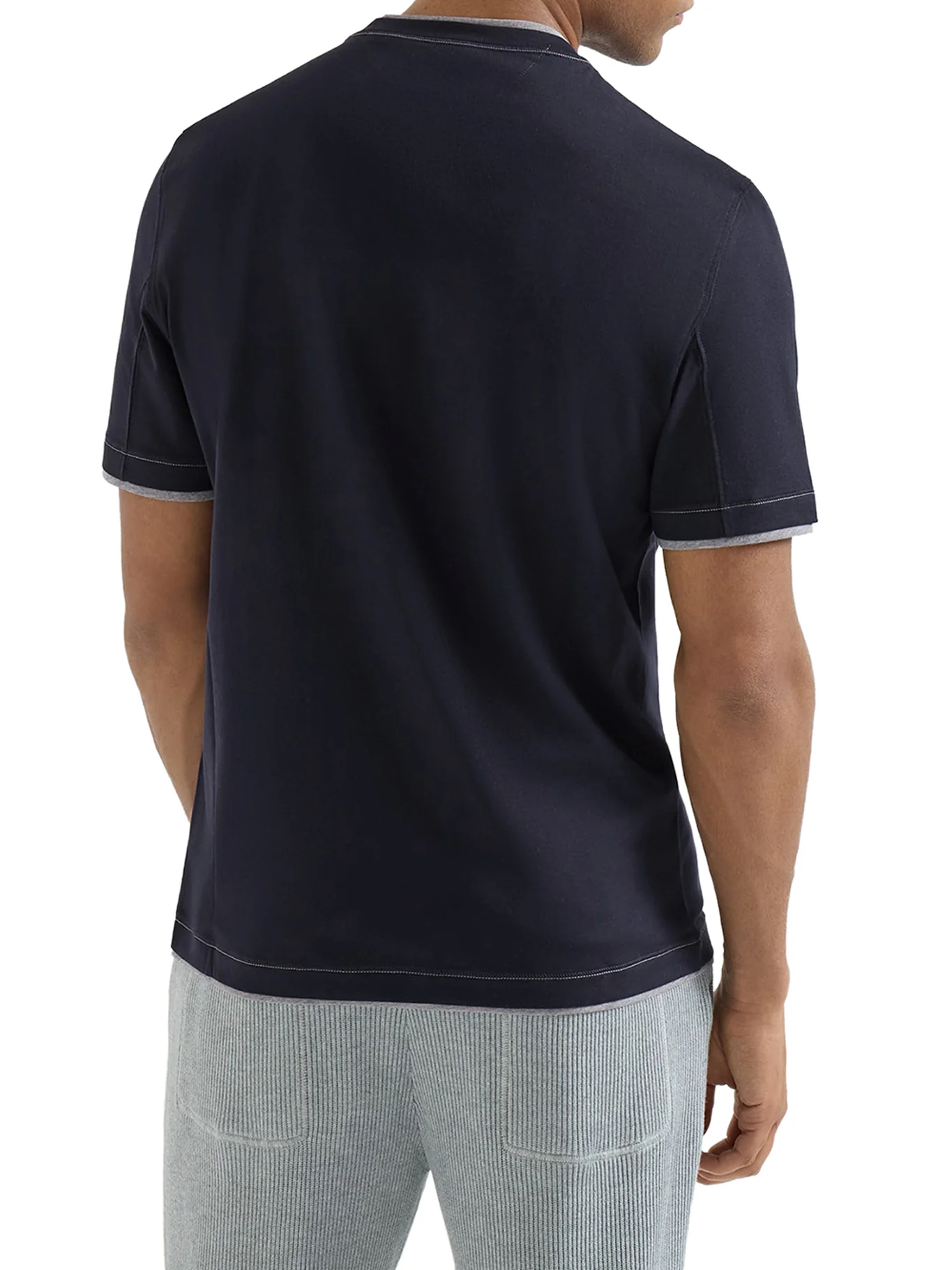 COTTON T-SHIRT WITH FRONT LOGO AND CONTRASTING TRIM - Image 3