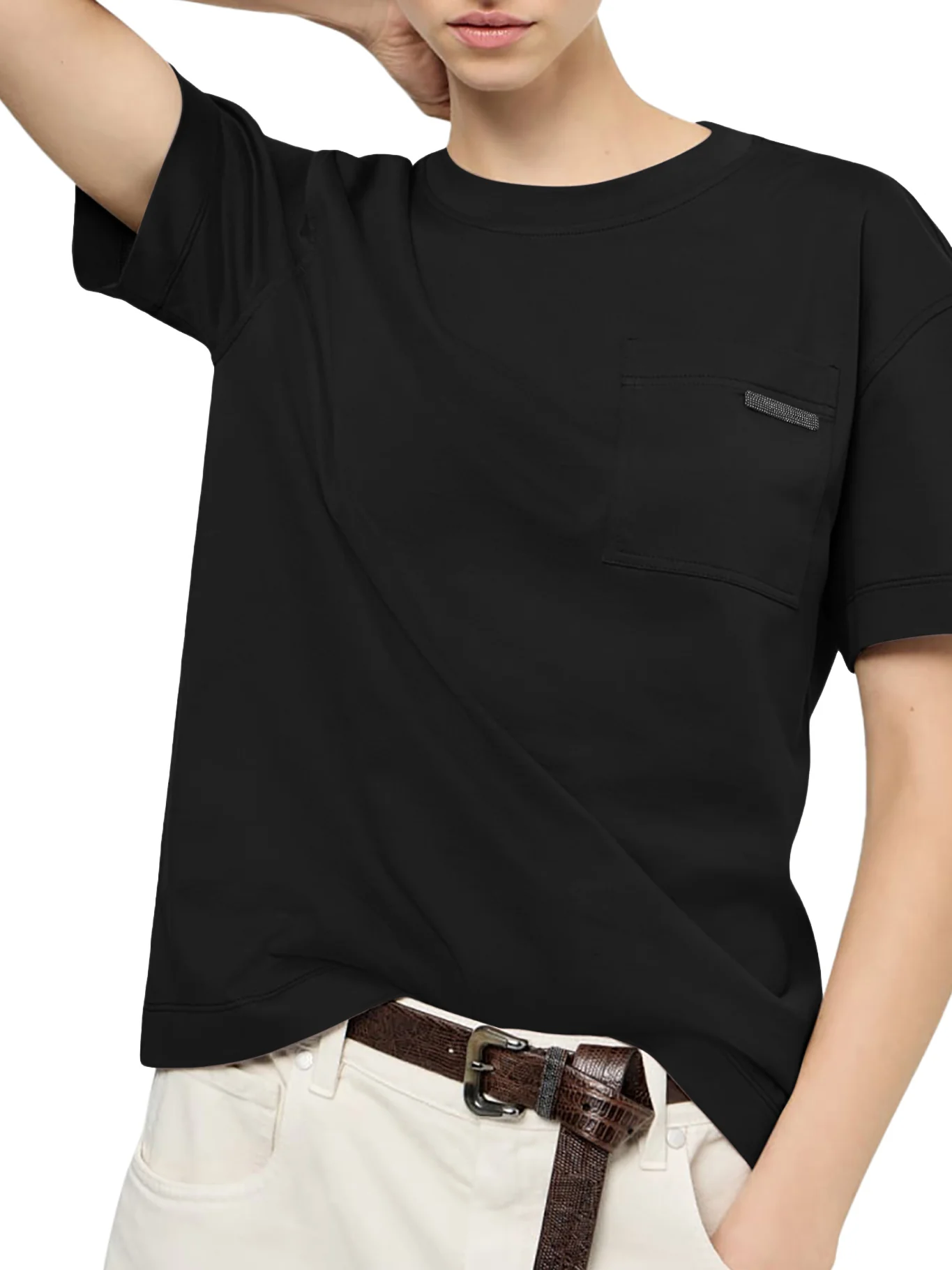 CREW NECK COTTON T-SHIRT WITH MOBILE APPLICATION - Image 5