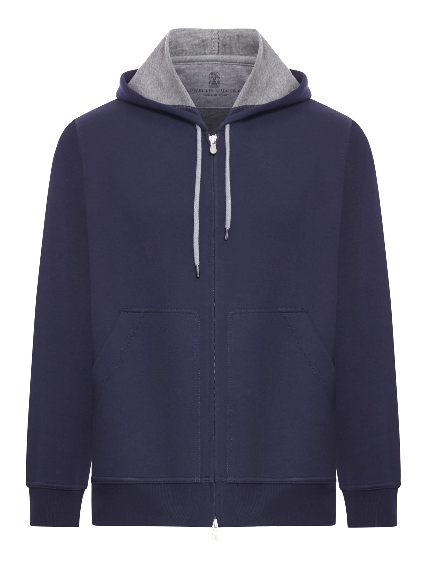 DOUBLE COTTON, CASHMERE AND SILK SWEATSHIRT TOPWEAR WITH ZIP AND HOOD