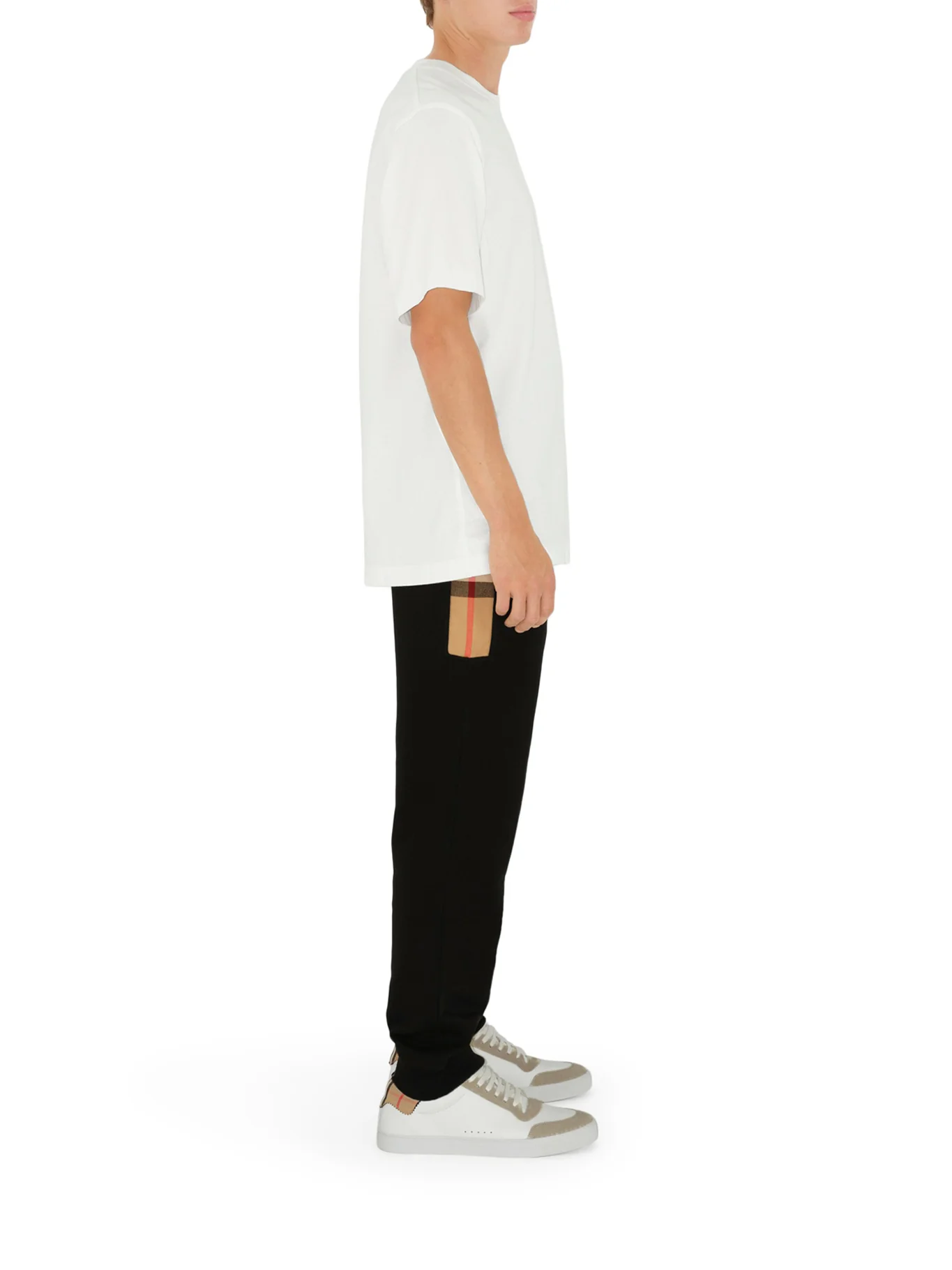 COTTON JOGGING TROUSERS WITH CHECK INSERTS - Image 4