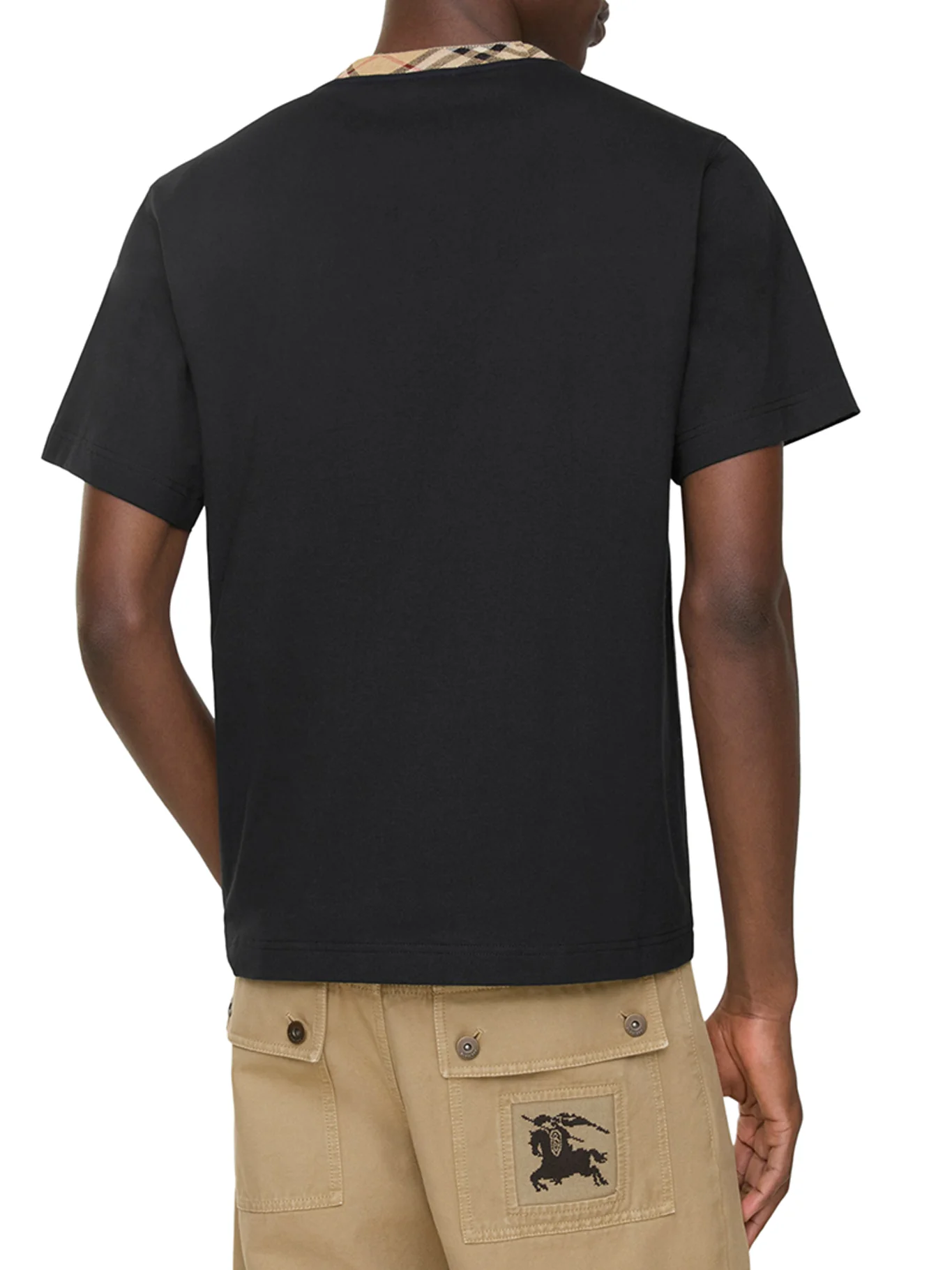 COTTON T-SHIRT WITH CHECKED TRIM - Image 3