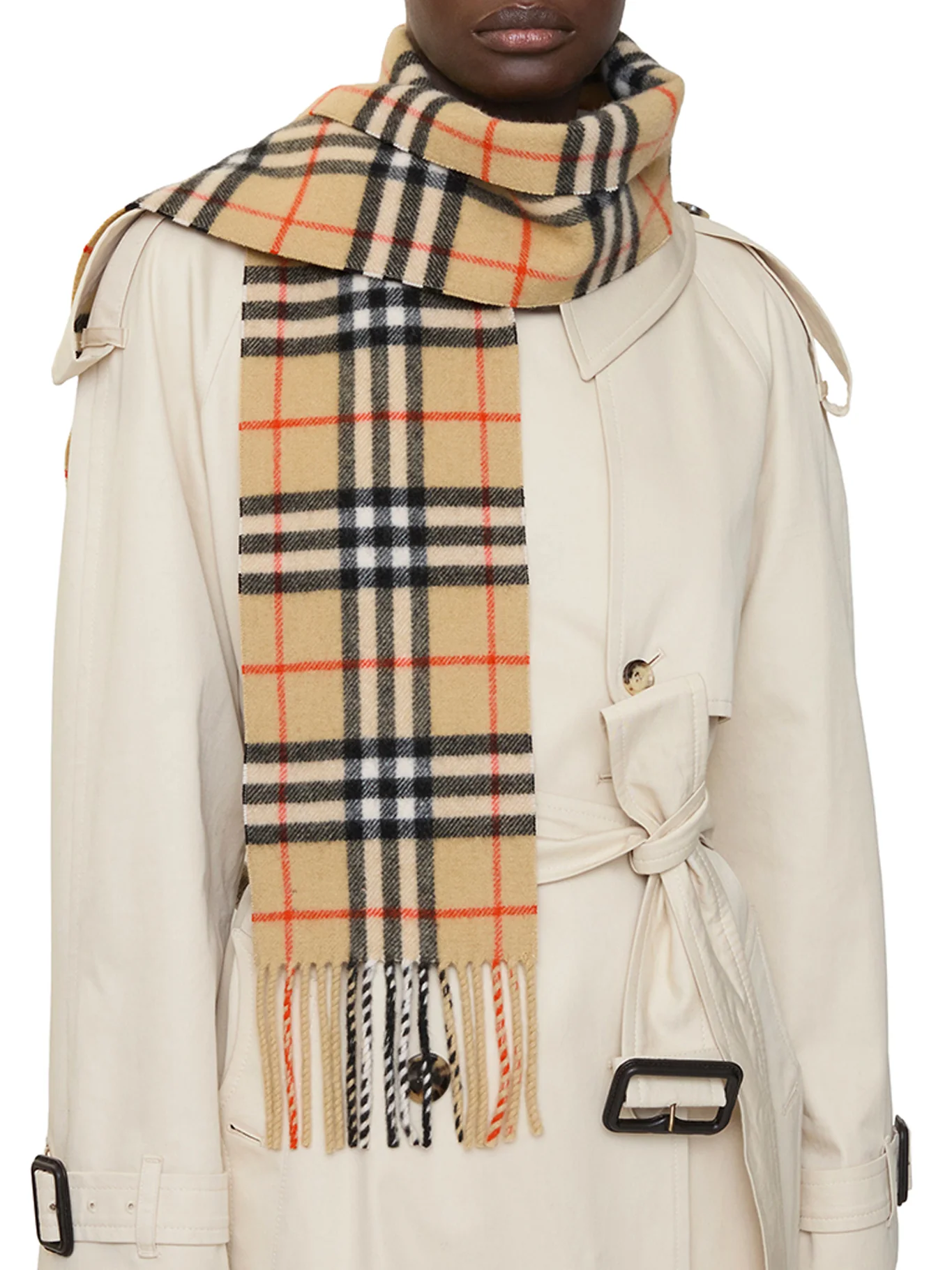 THIN CHECK CASHMERE SCARF - Image 2