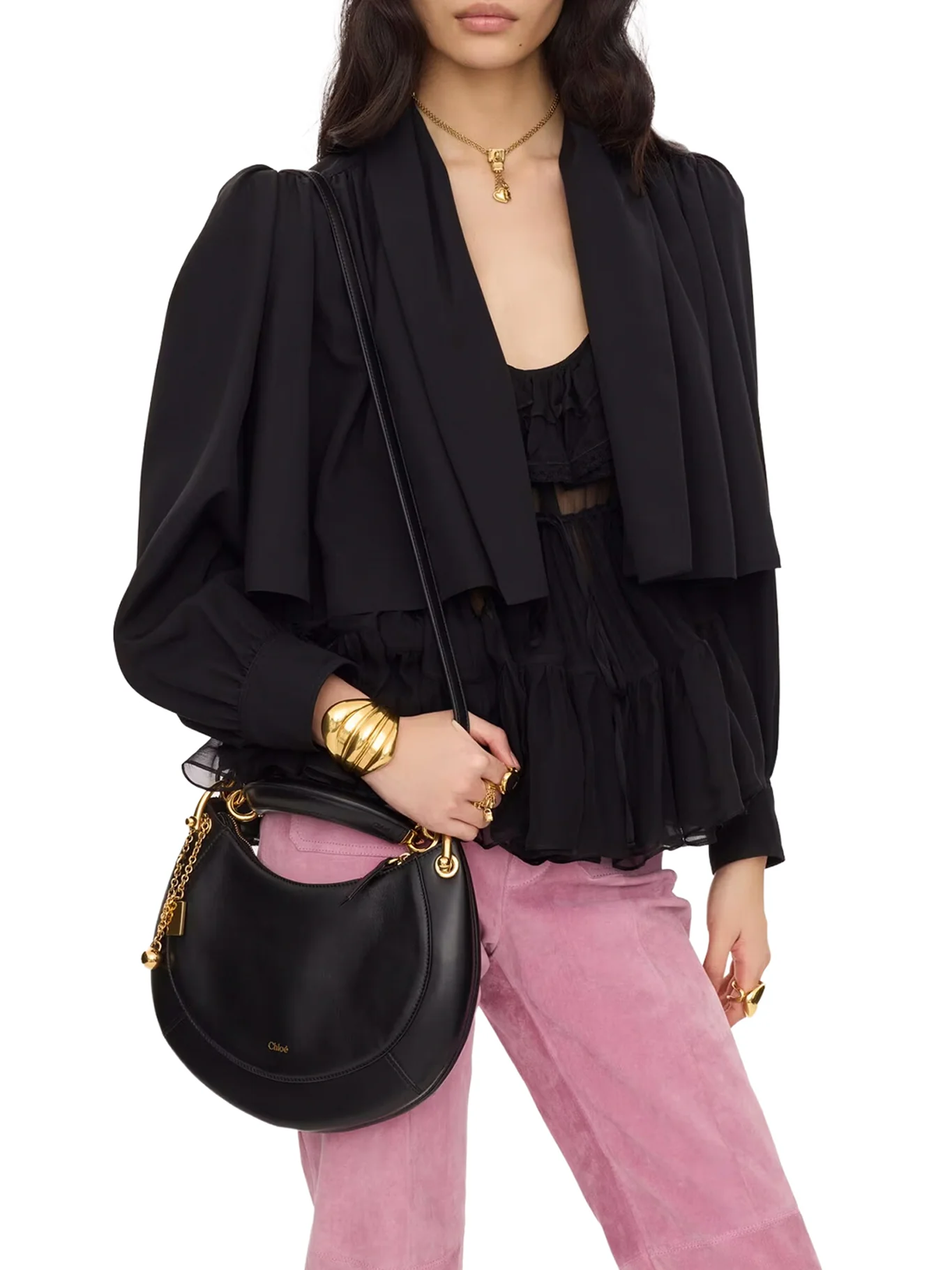 SMALL CHLOÉ BANANA ZIPPED HOBO IN SOFT LEATHER - Image 3