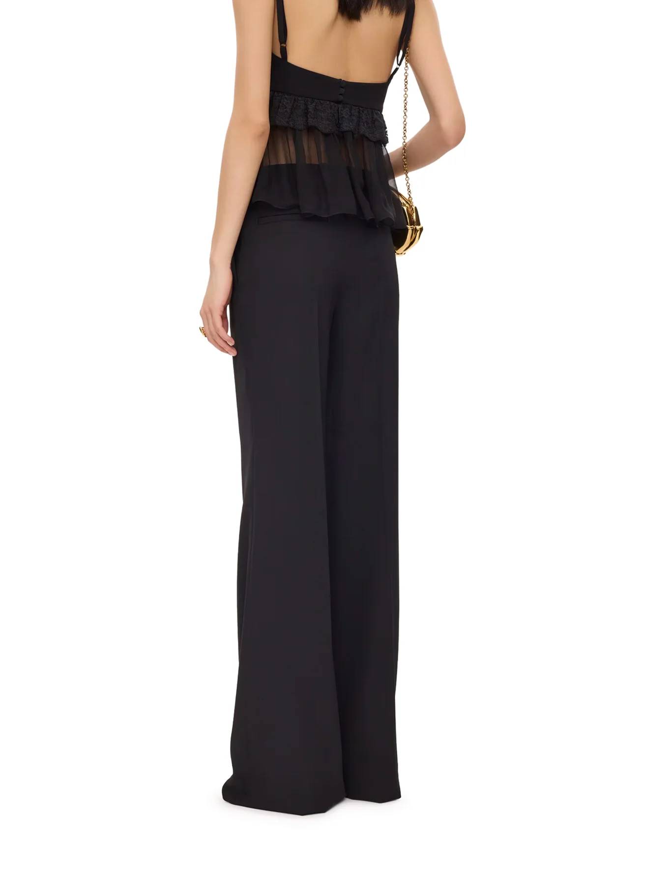 HIGH-RISE FLARED PANTS IN WOOL GRAIN DE POUDRE - Image 4
