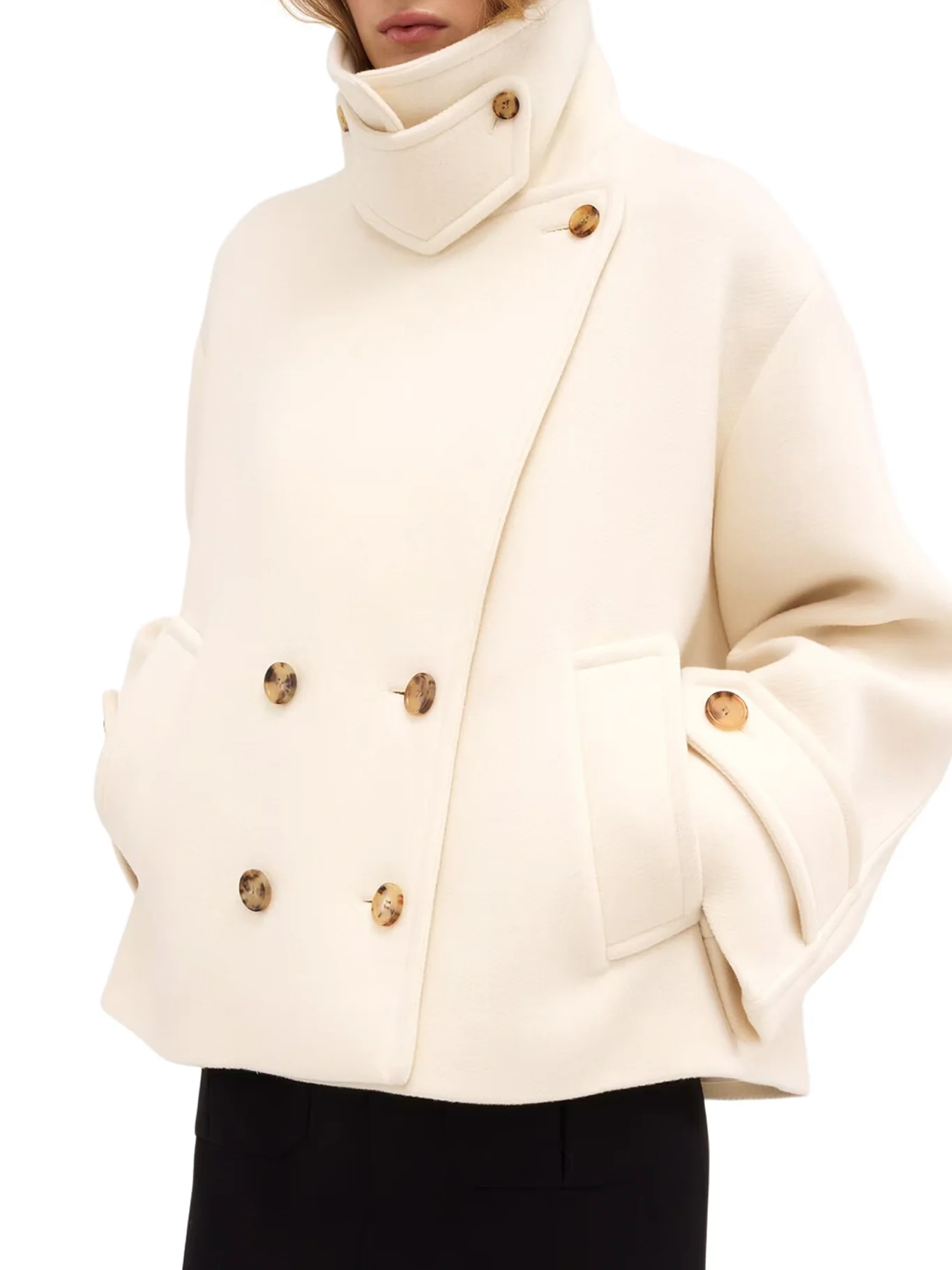OVERSIZED SHORT WOOL COAT - Image 3
