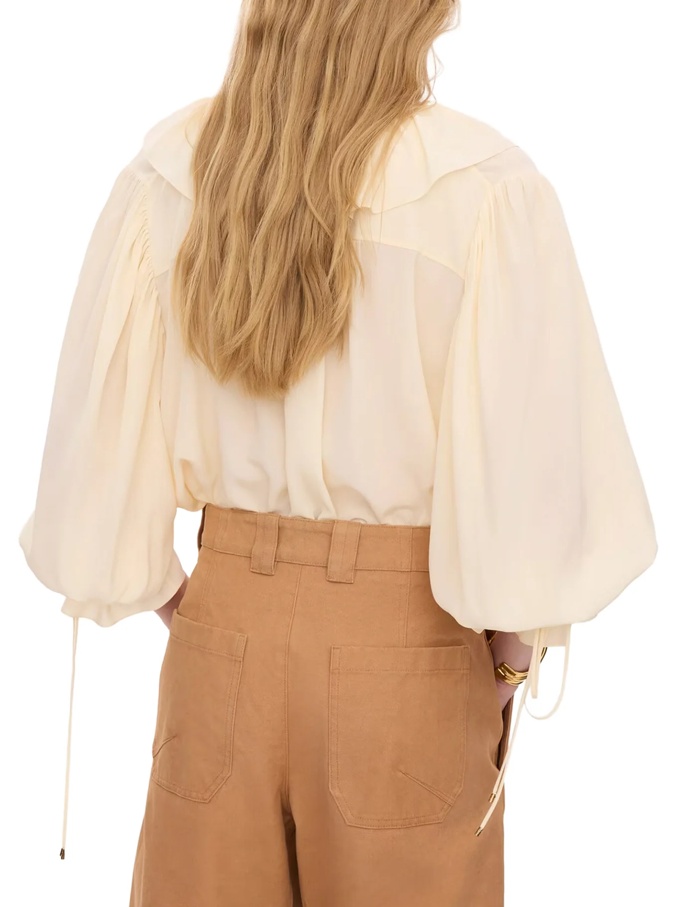 V-NECK RUFFLE TOP IN CRÊPE DE CHINE - Image 4