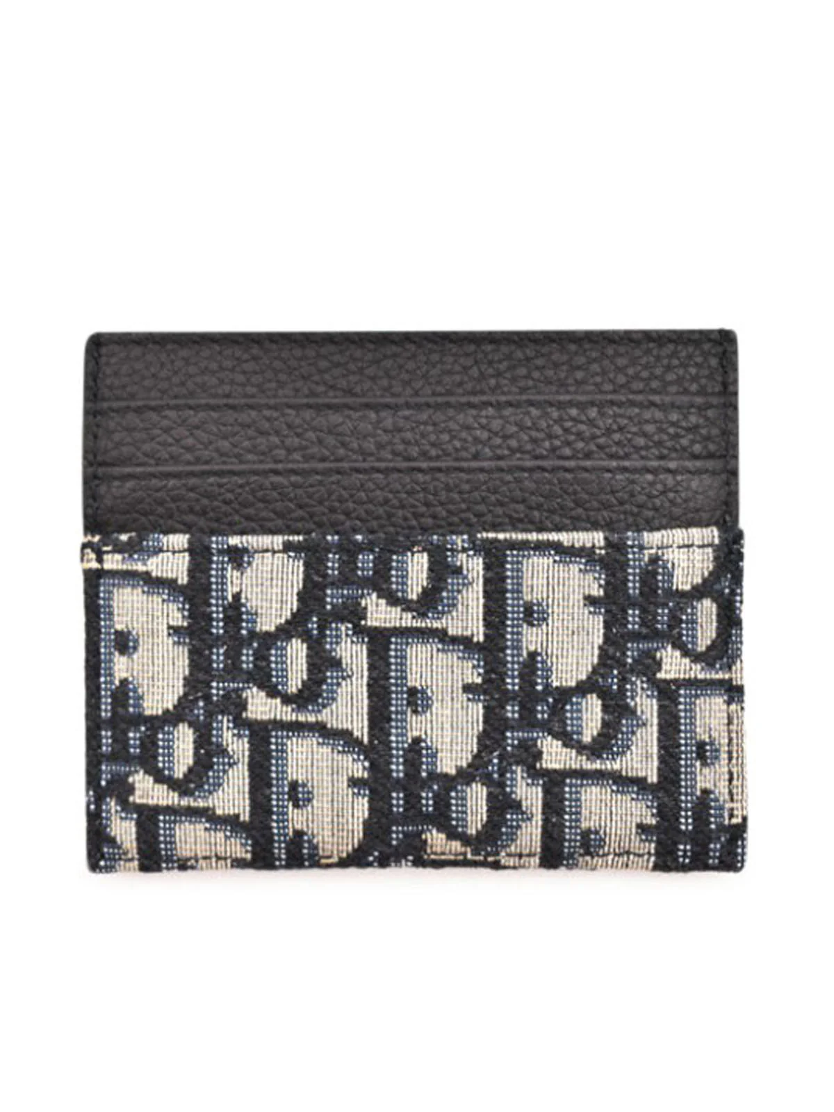 beige and black Jacquard Dior Oblique card holder and black grained calfskin - Image 2