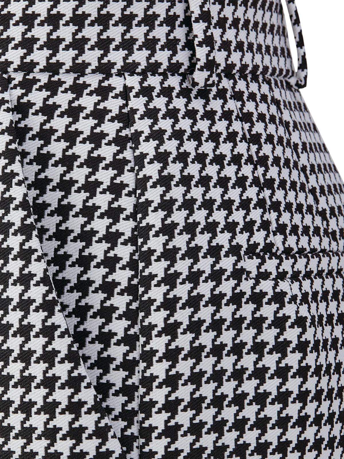 BERMUDA in black and white wool and silk Twill with micro houndstooth motif - Image 7