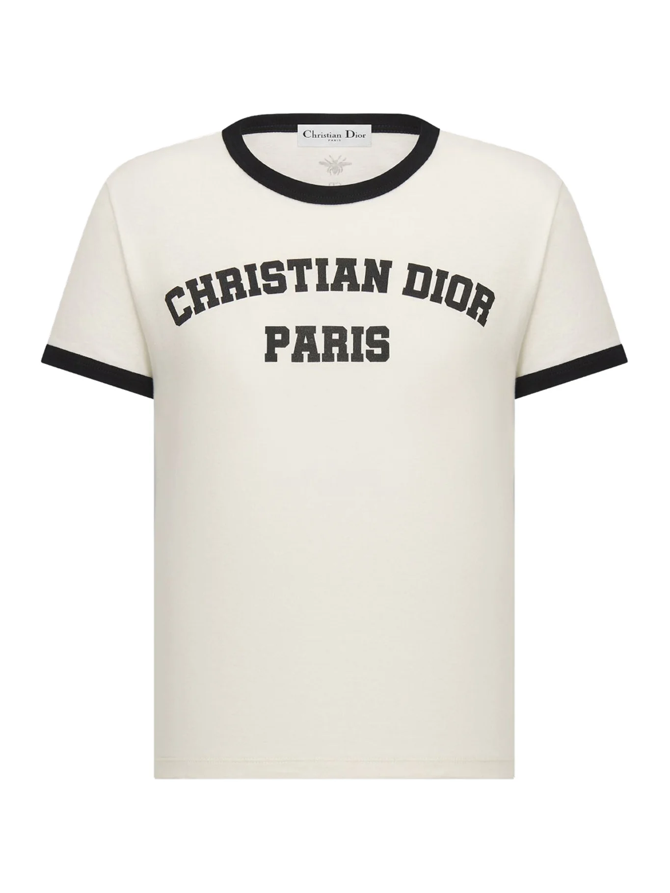 Black and white cotton and linen jersey T-shirt
