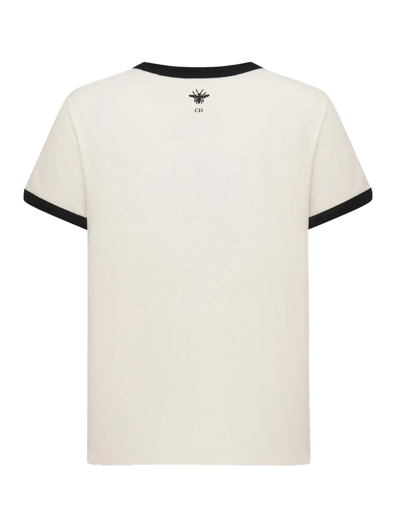Black and white cotton and linen jersey T-shirt - Image 2