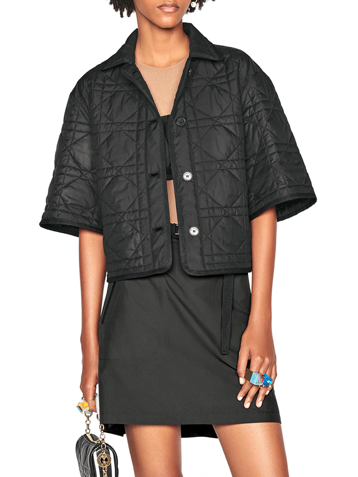 BLOUSE WITH SHORT SLEEVES MACROCANNAGE