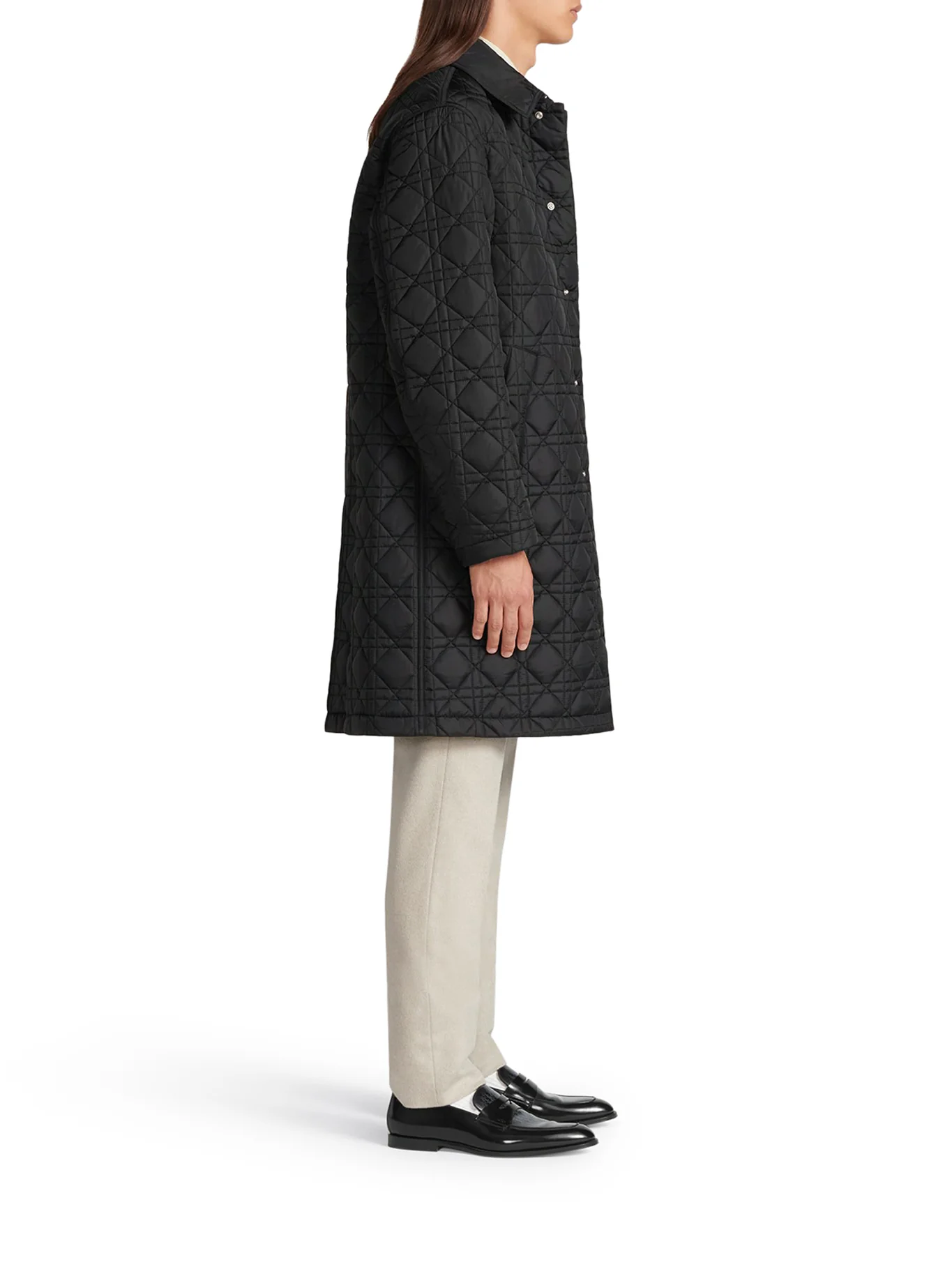 COAT Navy blue silk blend canvas - Image 3