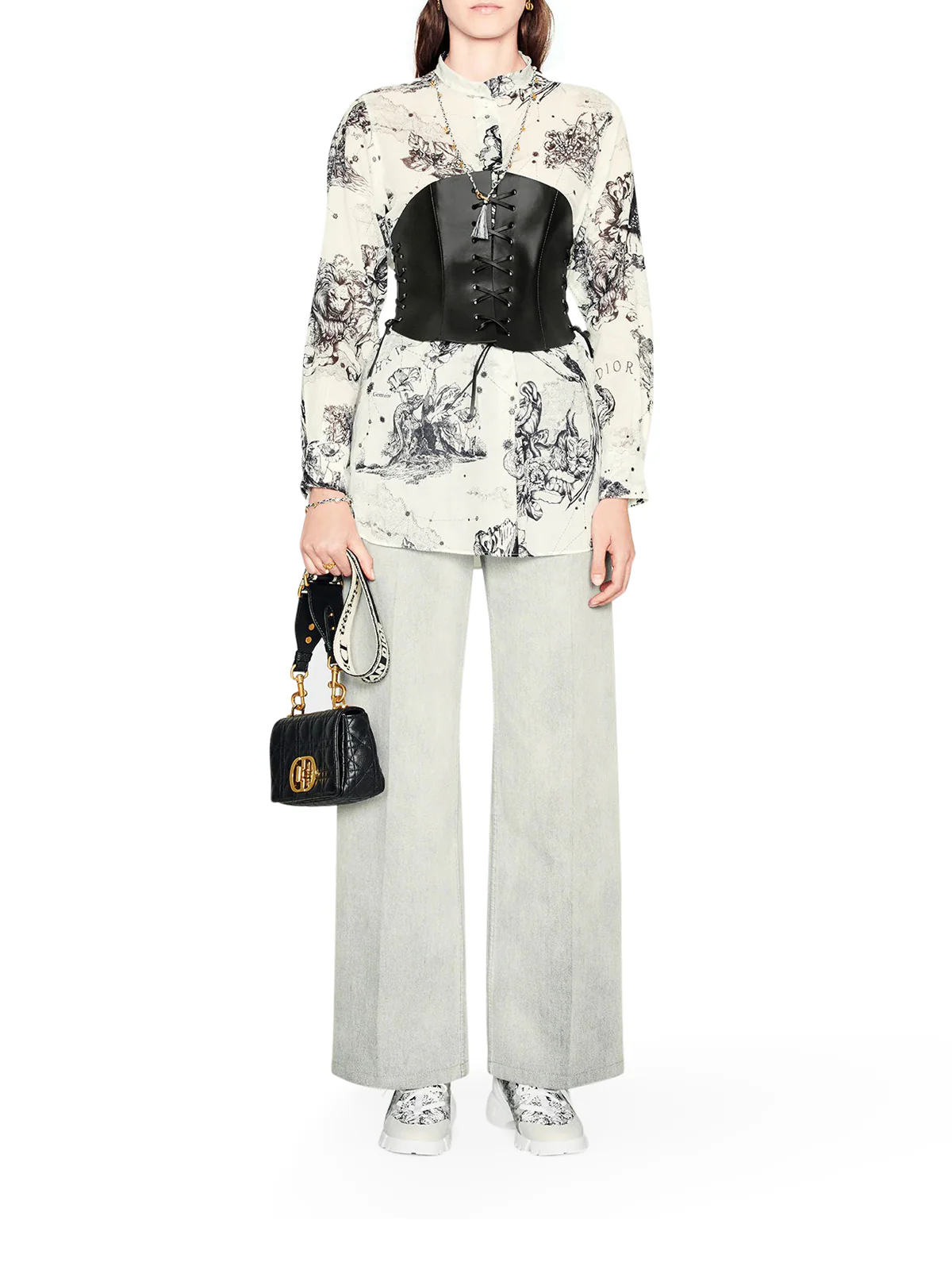 cotton BLOUSE with Toile de Jouy Zodiac Motif