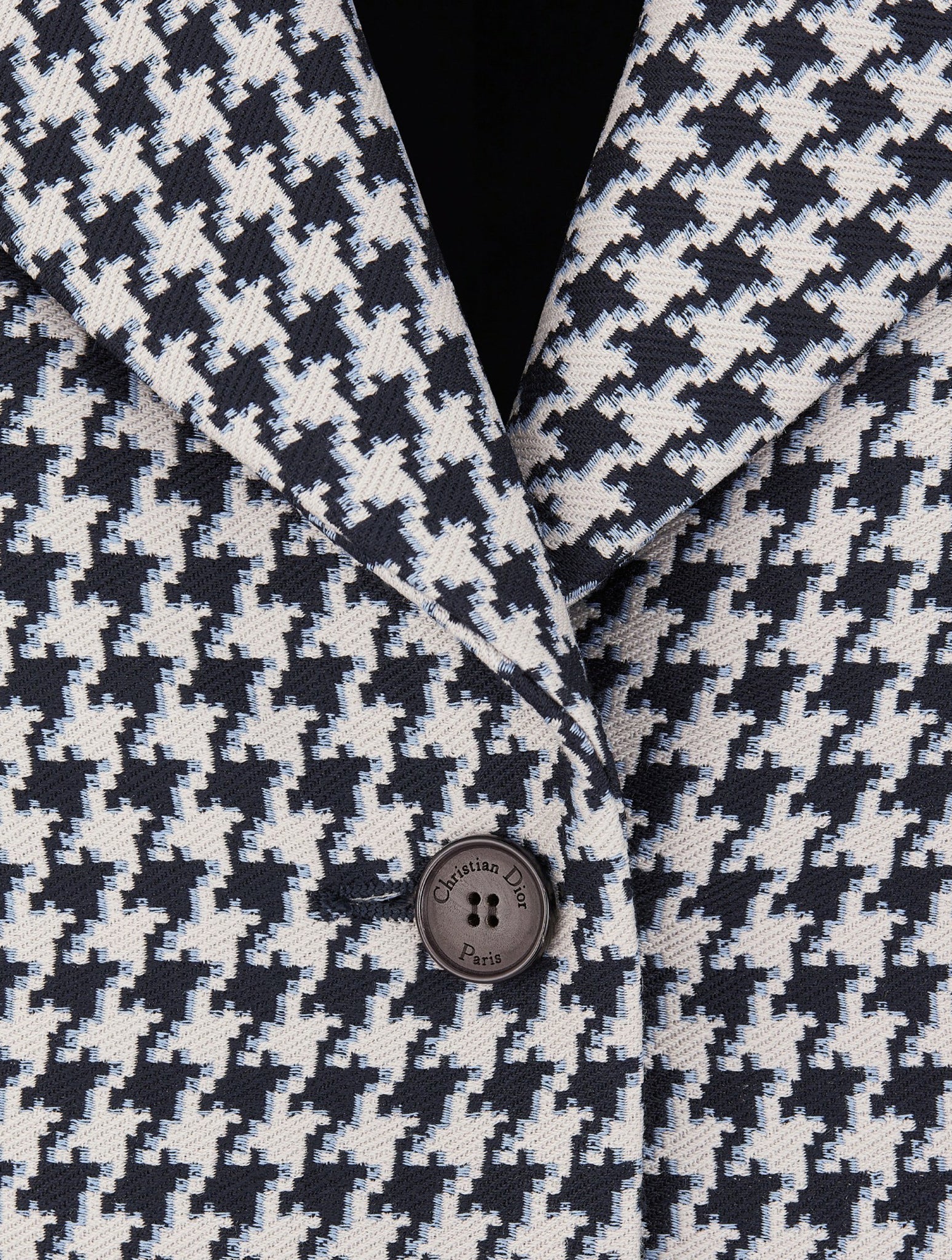 jacket in blue and white virgin wool and houndstooth silk - Image 3