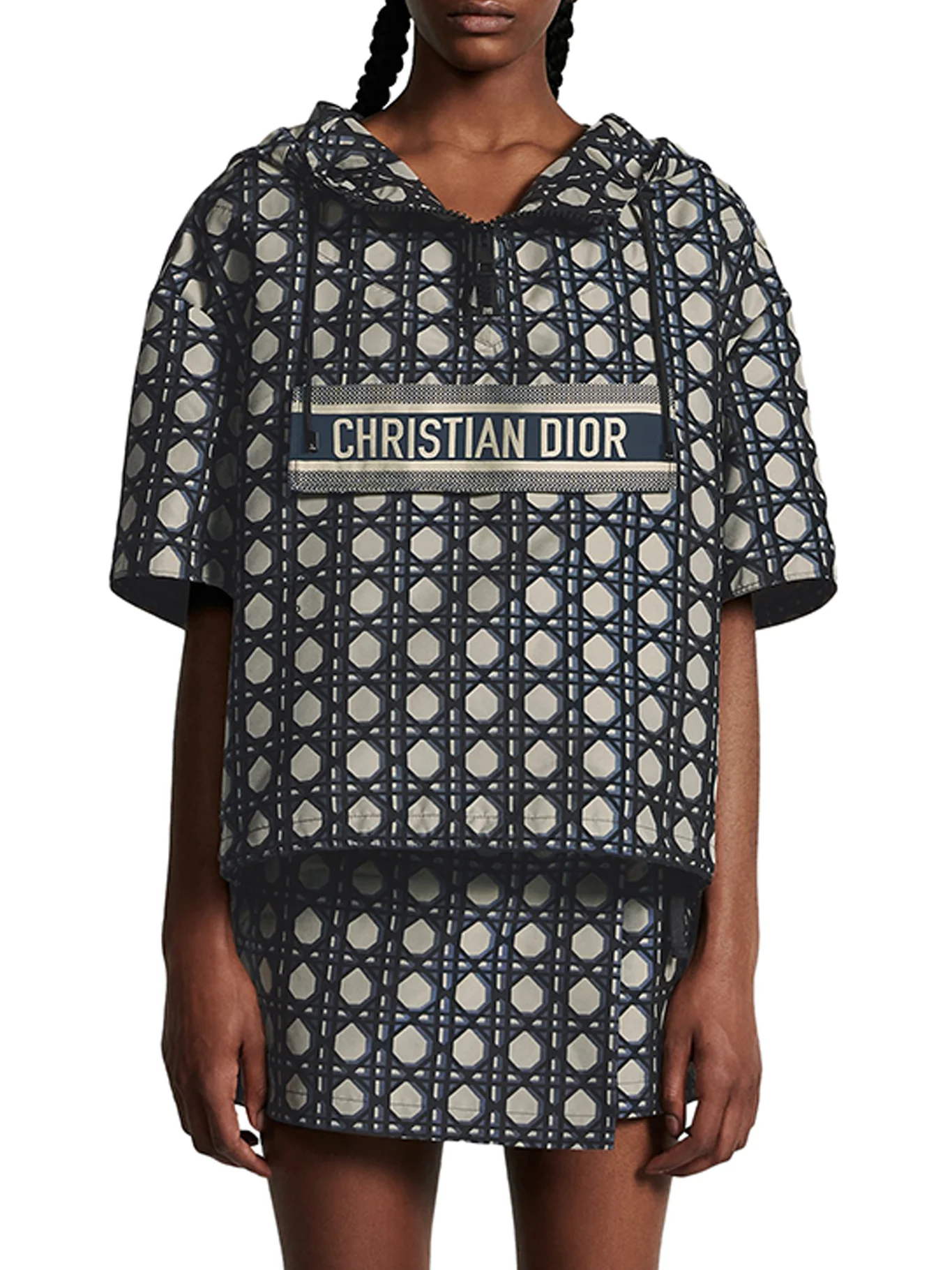 MACROCANNAGE SHORT-SLEEVED ANORAK WITH HOOD - Image 2