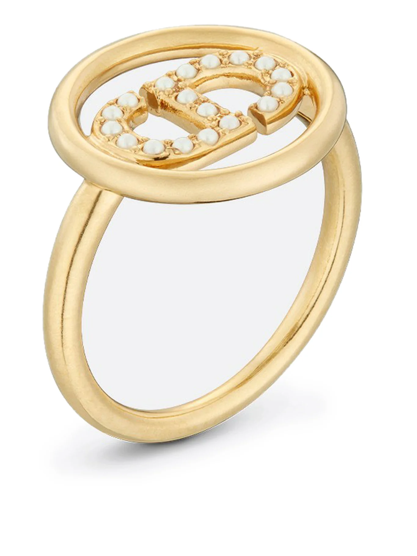 Metal with gold-tone finish and white resin pearls - Image 3