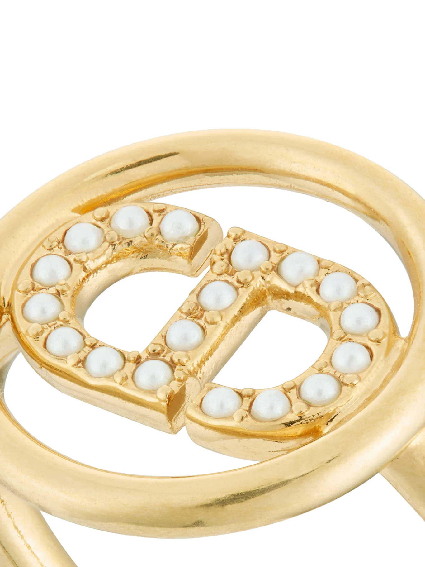Metal with gold-tone finish and white resin pearls - Image 5