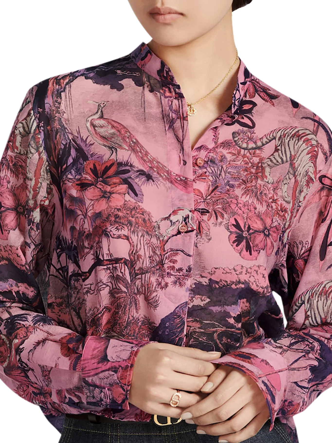 Pink cotton voile with Toile de Jouy Voyage motif - Image 5