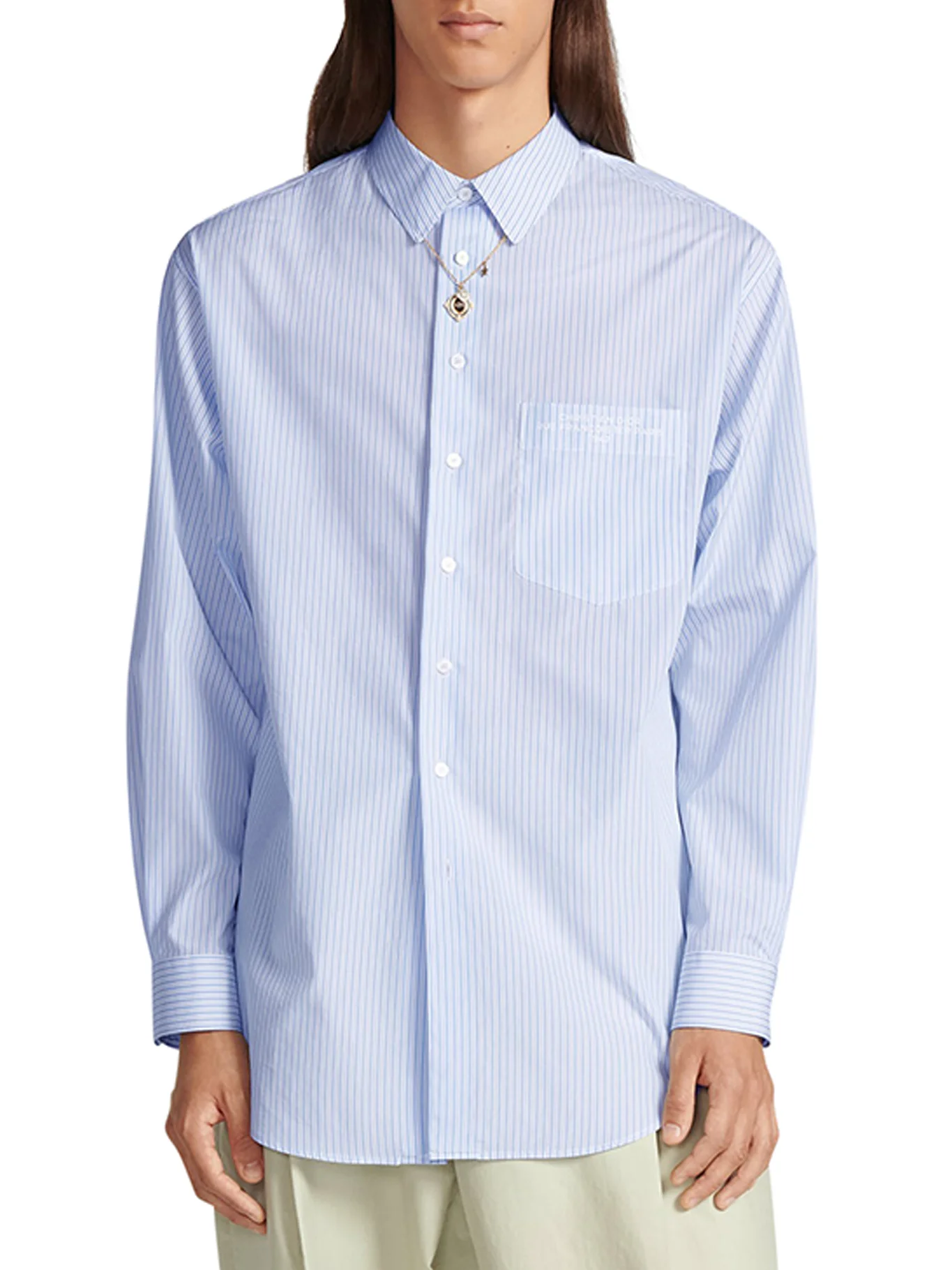 SHIRT Striped blue cotton poplin - Image 2