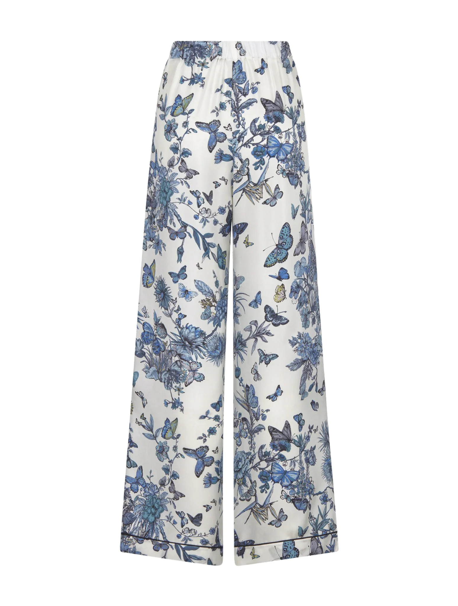 trousers in white and pastel midnight blue Toile de Jouy Mexico silk twill - Image 2