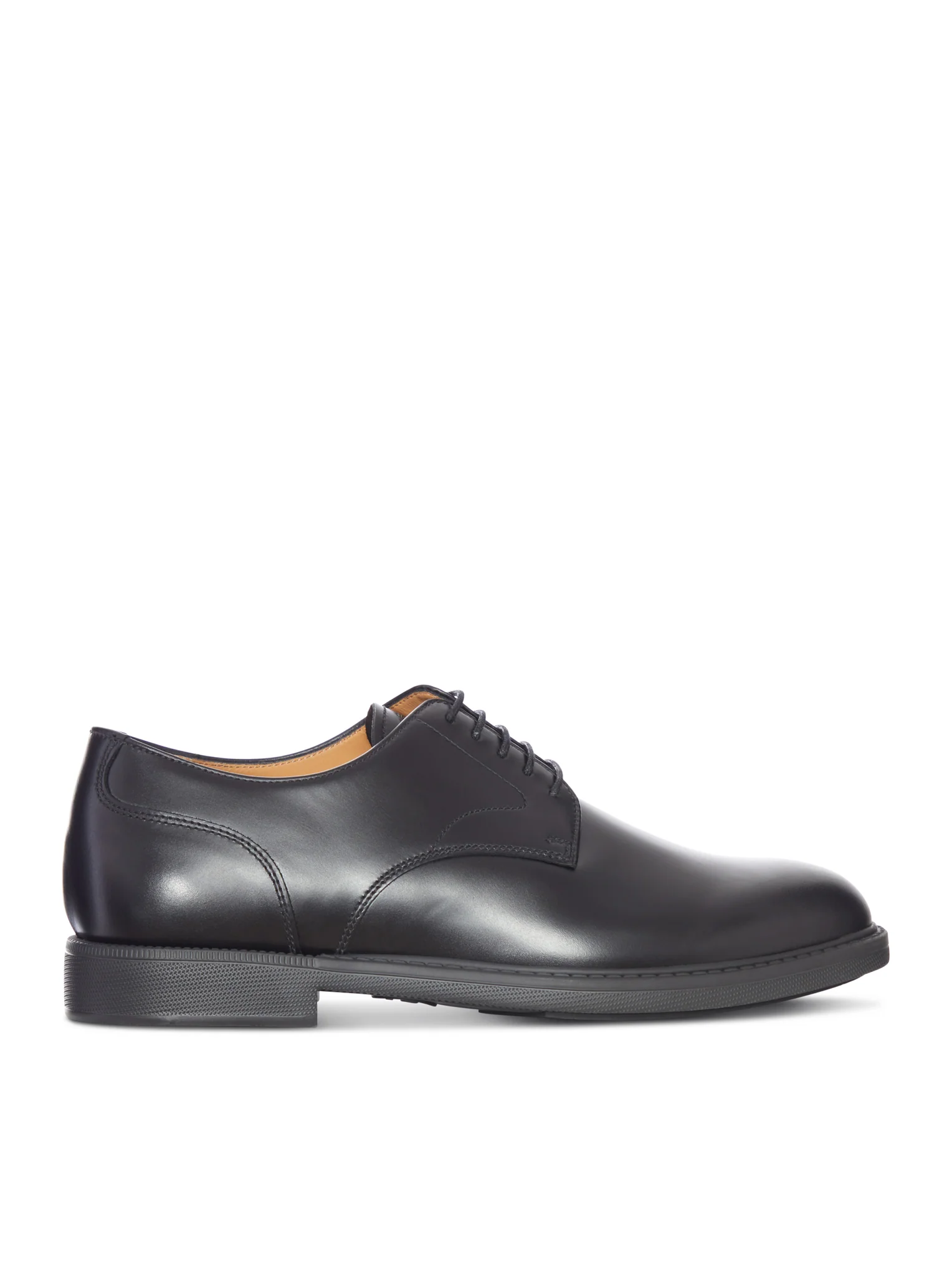 SMOOTH LEATHER DERBY SHOE WITH RUBBER SOLE