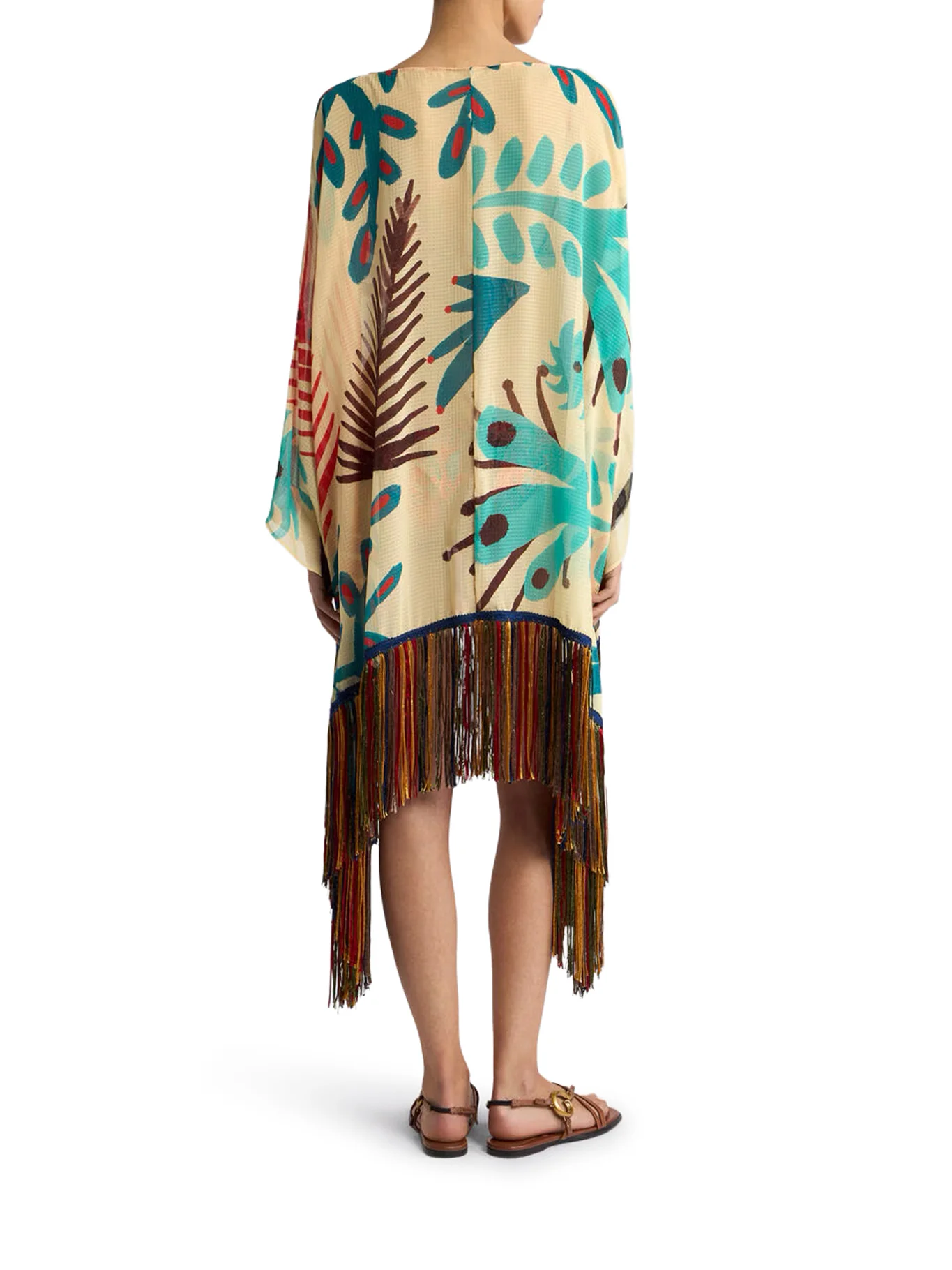 ETRO X TABBY BOOTH SEERSUCKER COVER-UP DRESS WITH FRINGES AND PLACED PRINT - Image 3